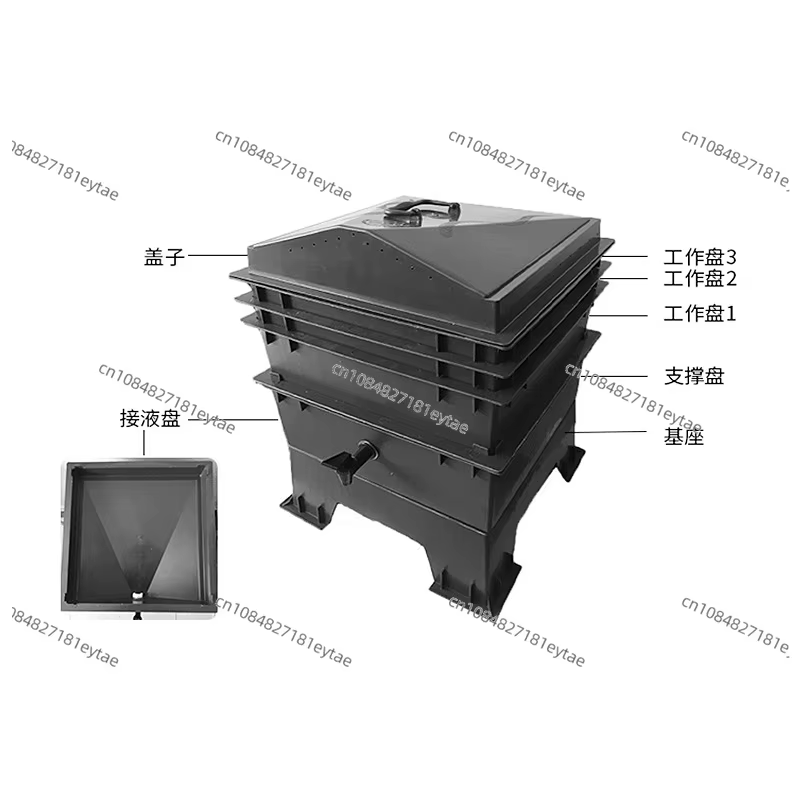 Earthworm Compost Bin Tower Kitchen Waste Worm Farm Vermicomposting Box for Eco Friendly Fertilizer Plant Growth — image 3