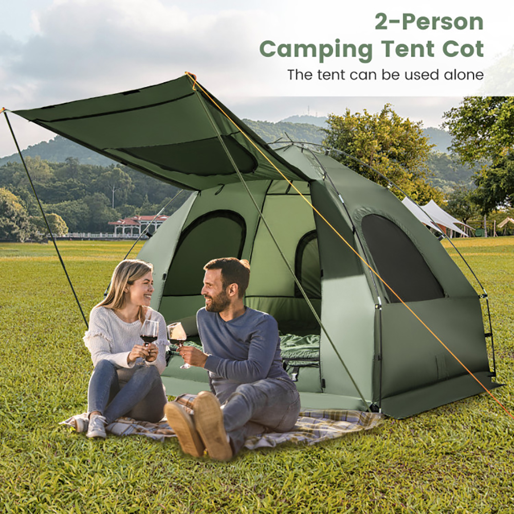 Tenda de Camping Portátil 5 en 1 con Camastro y Colchón Inflable para Acampar, Paseos y Actividades Al Aire Libre — imagen 7