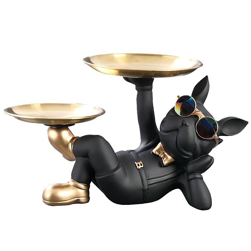 Creative Wealth Dog Ornament Entrance Key Storage Tray Desktop Candy Plate Home Decoration — image 1