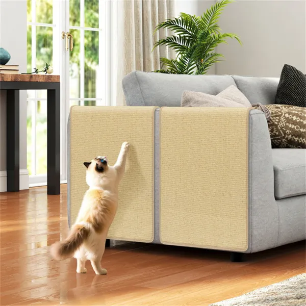 Paquete de 2 Tapetes Rascadores de Sisal Natural para Gatos de 32"x20", Almohadillas Multifuncionales para Descansar y Jugar Para Hogares con Varios Gatos — imagen 2