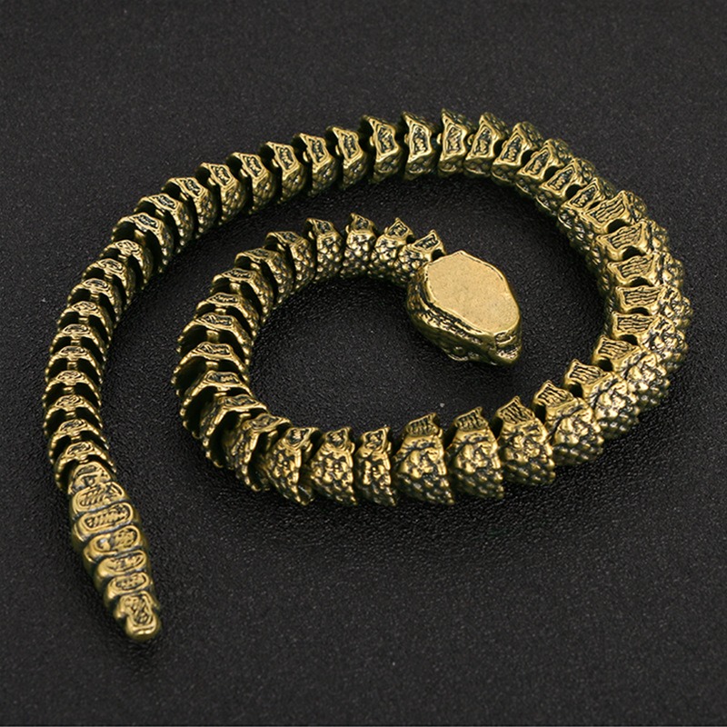 Ornamentos de cobra de cobre estilo antiguo, decoración de serpiente 3D realista para sala de exhibición, artesanía de serpiente de cascabel — imagen 3