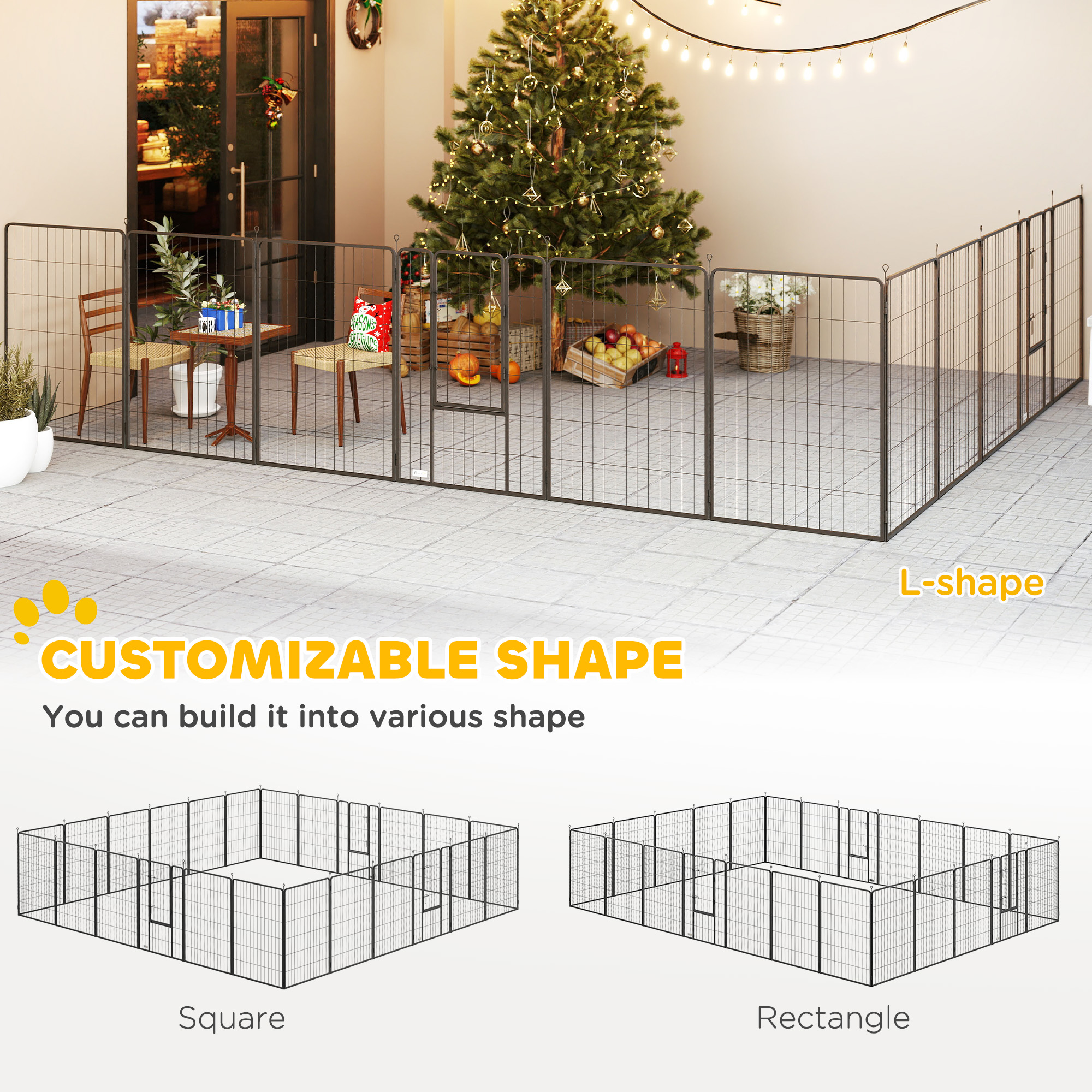 Cubo de Juego para Perros Indoors y Outdoors, 24 Paneles 44.5 cm Alto, Cierre con Puerta, Fencing para Ejercicio Canino DIY Negro — imagen 6