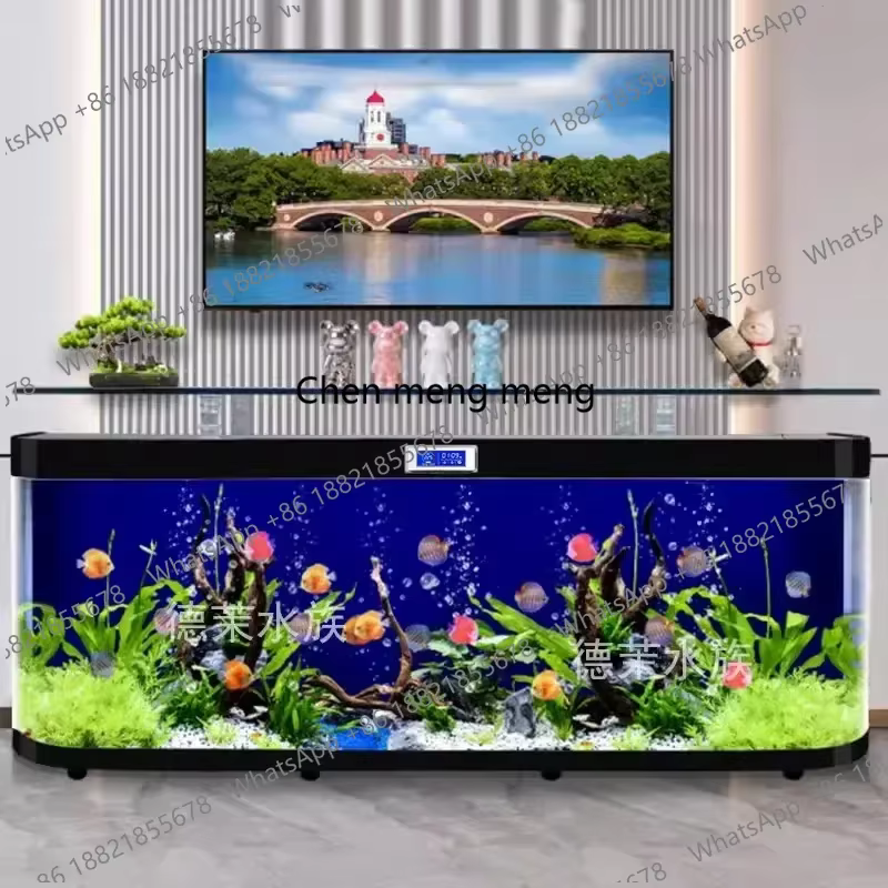 Glass TV Cabinet Fish Tank Aquarium Medium and Large Floor Wall Ecological Automatic Circulation — image 5