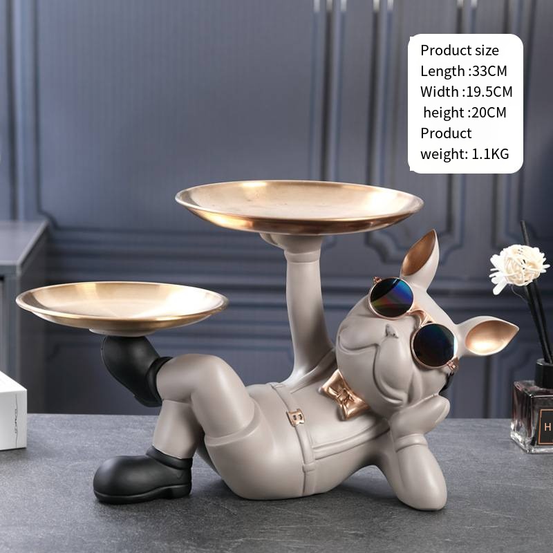Creative Wealth Dog Ornament Entrance Key Storage Tray Desktop Candy Plate Home Decoration — image 5