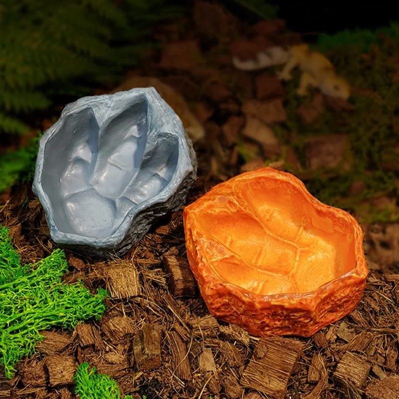 Tree Stump Shaped Reptile Food Water Bowl Resin Terrarium Decor for Feeding Supplies — image 6