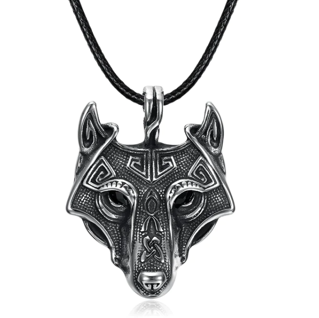 Cadena con Colgante de Cabeza de Lobo Gris Nórdico, Estilo Asgard — imagen 5