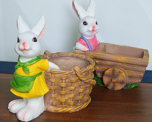 Succulent plant small flower pot rabbit flower pot resin ornament — image 3