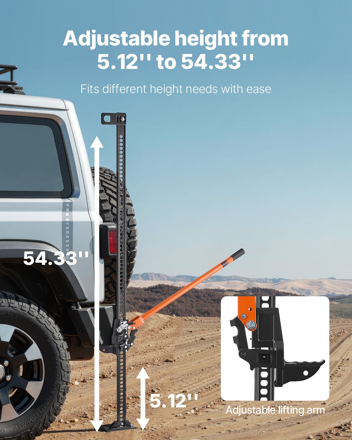 Farm Jack, 60" Utility High Lift Farm Jack, 3.18 Ton (7, 000 Lbs) Capacity Ratcheting Off Road Utility Jacks, Heavy-Duty Lift Jacks With 5.12"-54.33" Lifting Range For Tractor, Truck, SUV — imagen 3
