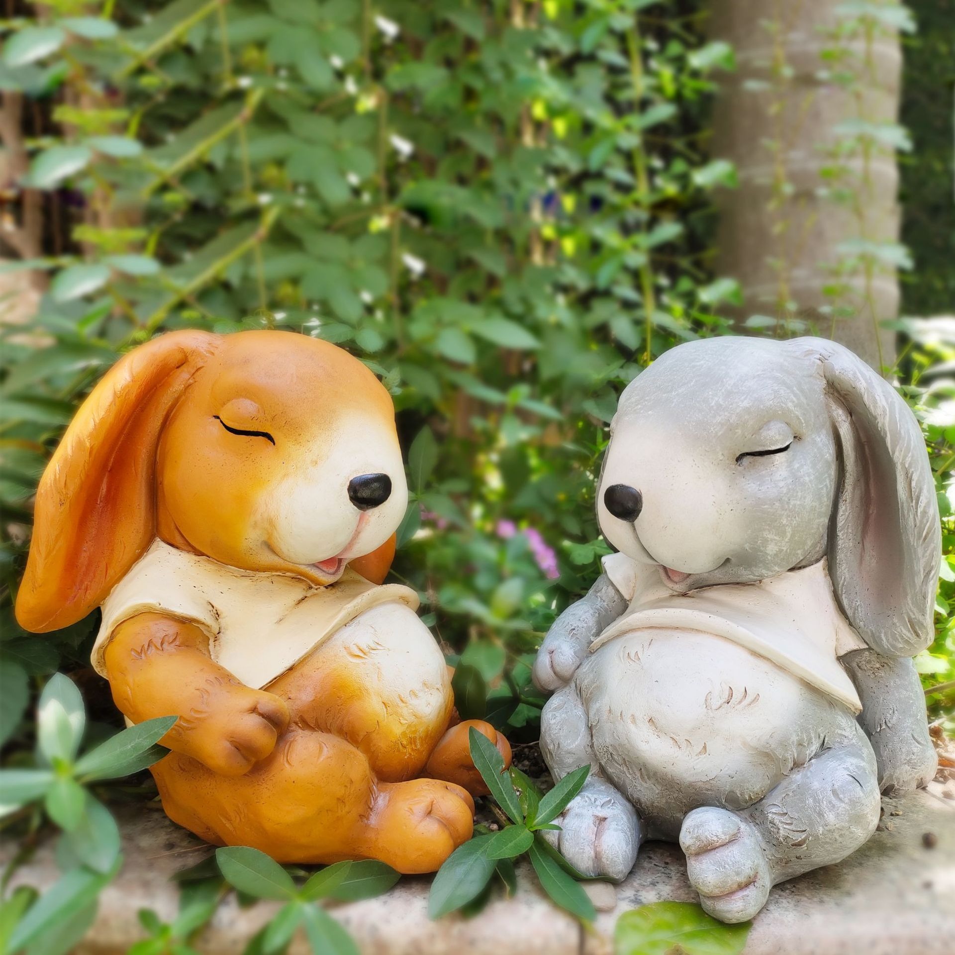 Garden decoration decorations, garden cartoon rabbits, sleeping rabbits — image 4