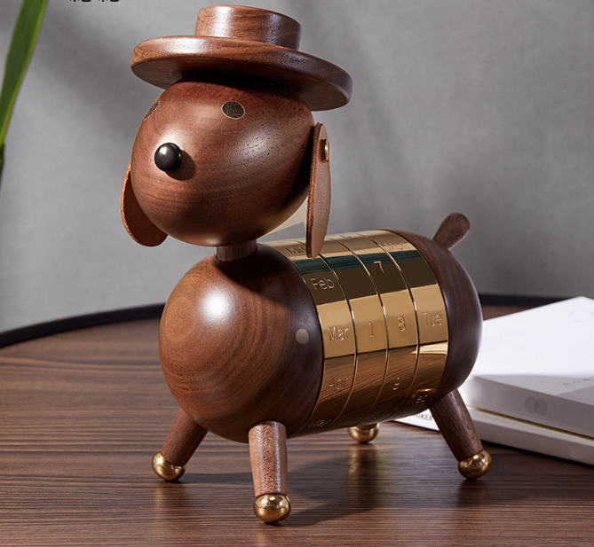 Regalo Artístico Creativo, Decoración Europea para el Hogar, Artesanía en Madera, Calendario de Perro Caballero — imagen 1