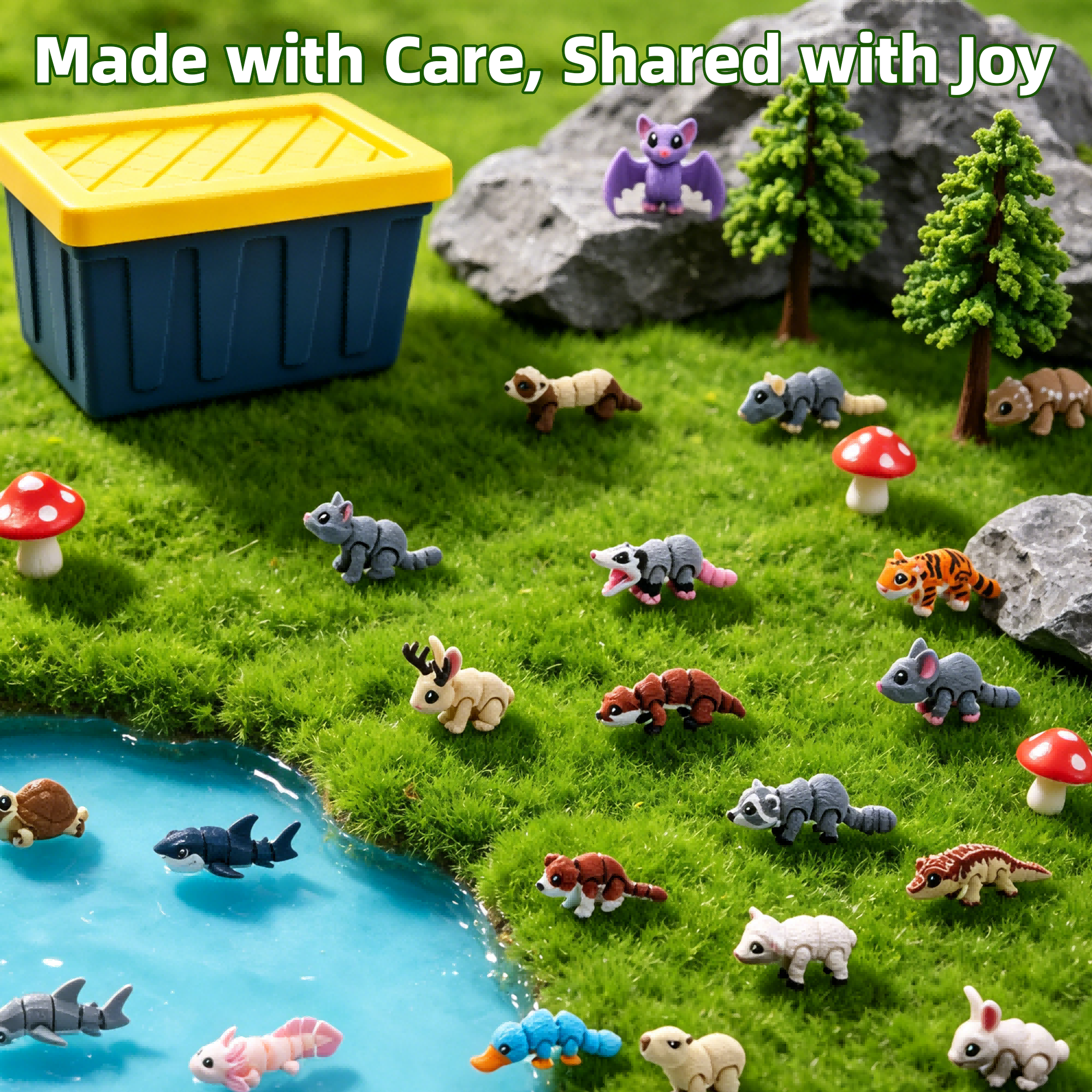 21PCS Mini Animal Figurines Set With Storage Box, 3D Printed Articulated Small Animal Collection, Desk Decor, Micro Landscape Ornaments, Gift Set — image 5
