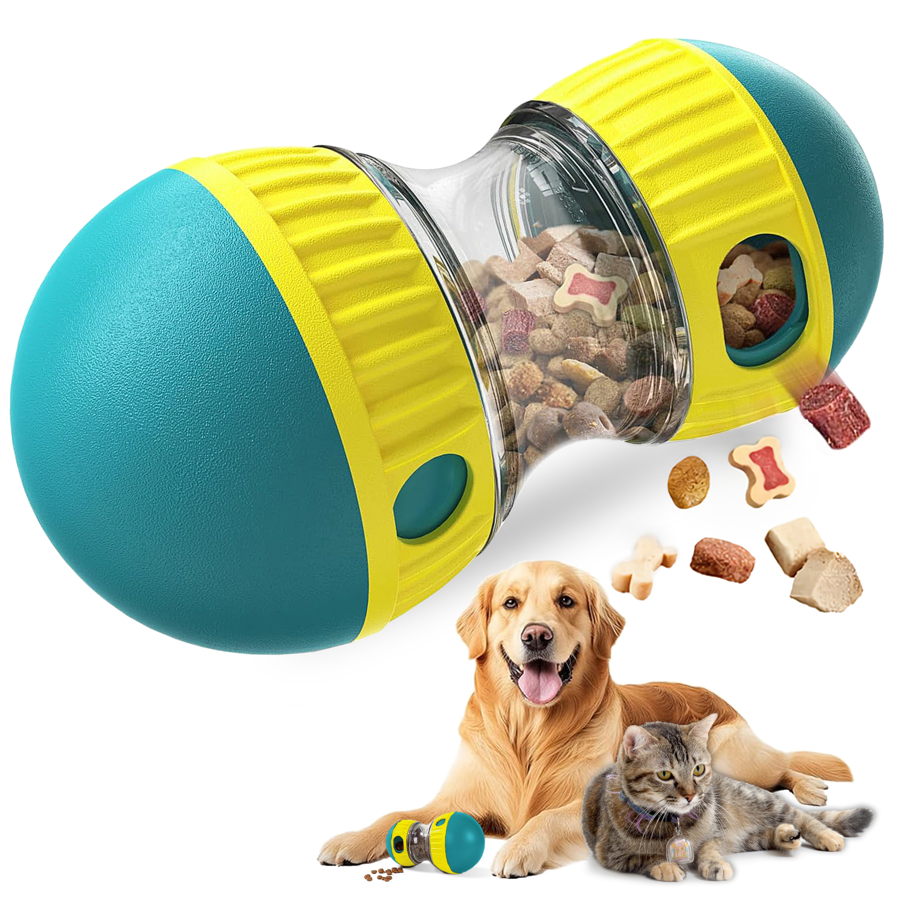 Juguetes de Rompecabezas para Perros - Pelota Dispensadora de Comida con Ajuste para Tratados Lento y Saludable, Entrenamiento Mental para Cachorros y Adultos — imagen 1