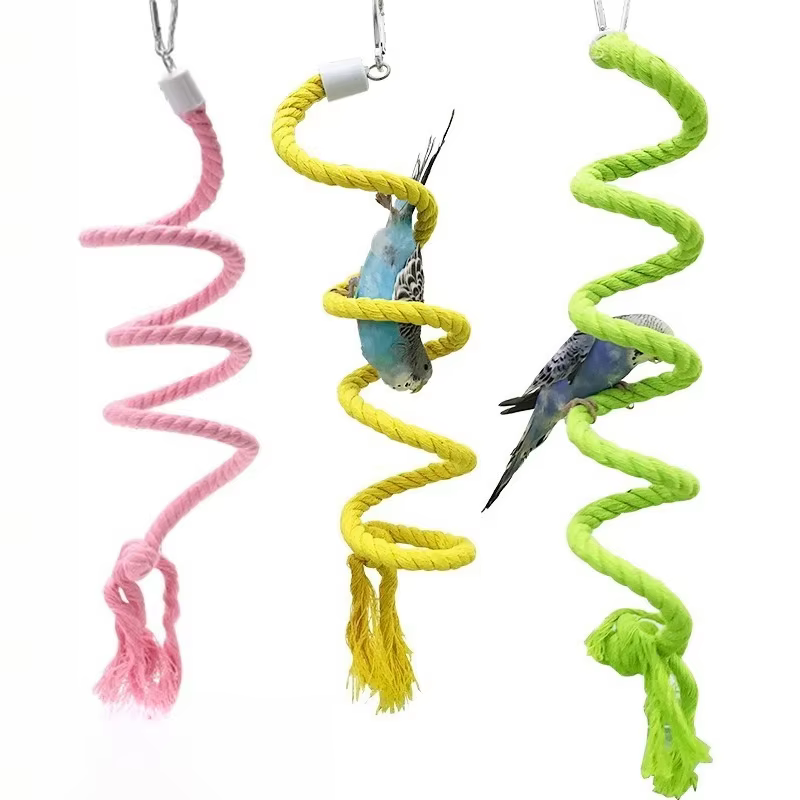 Parrot Climbing Toy Spiral Cotton Rope Bird Chewing Climbing Toys Parrot Swing Standing Toys Bird Supplies — image 1