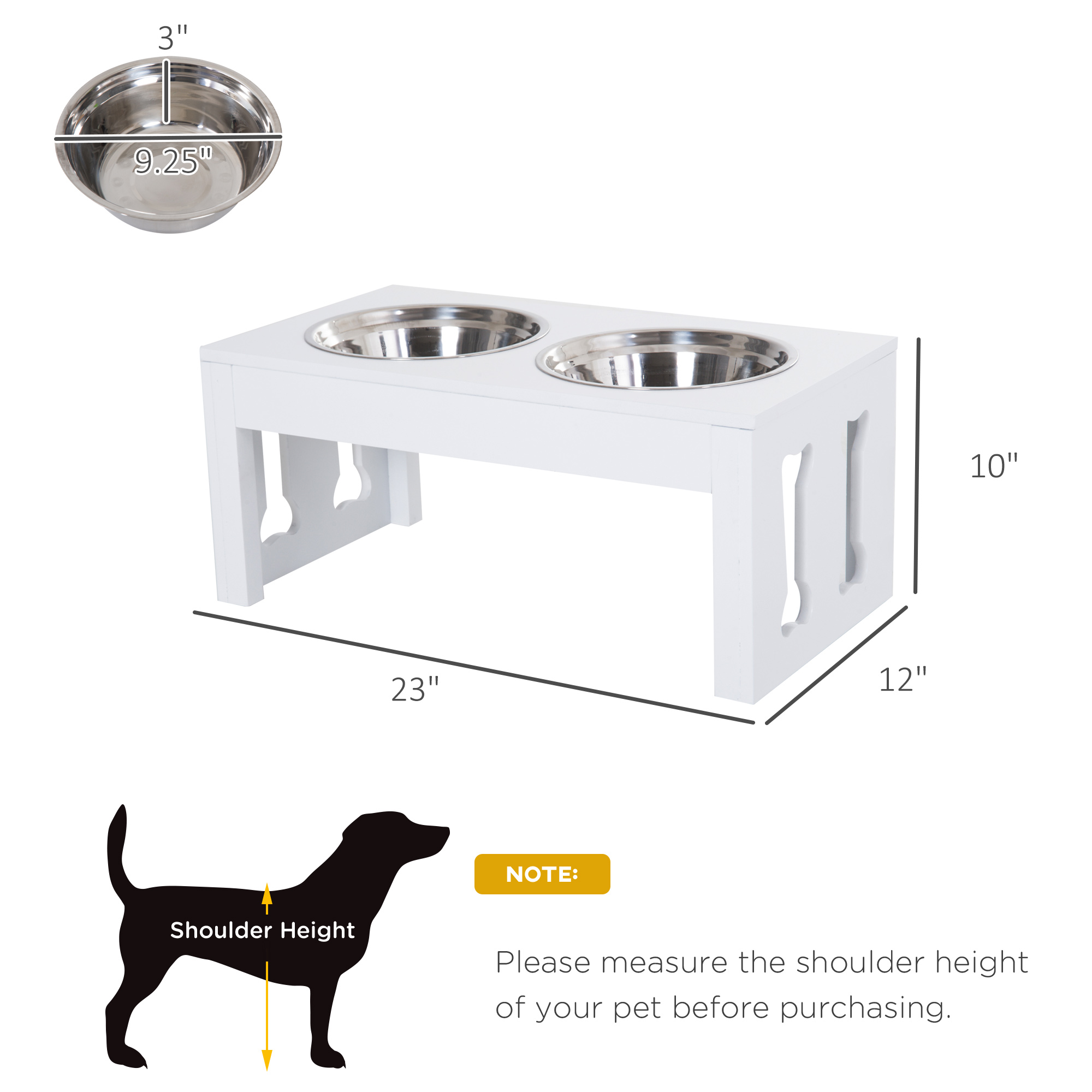 Tazones Elevados Decorativos Modernos para Perro de 23", Comedero y Bebedero de Madera Resistente, Estación de Alimentación Elevada, Blanco — imagen 4