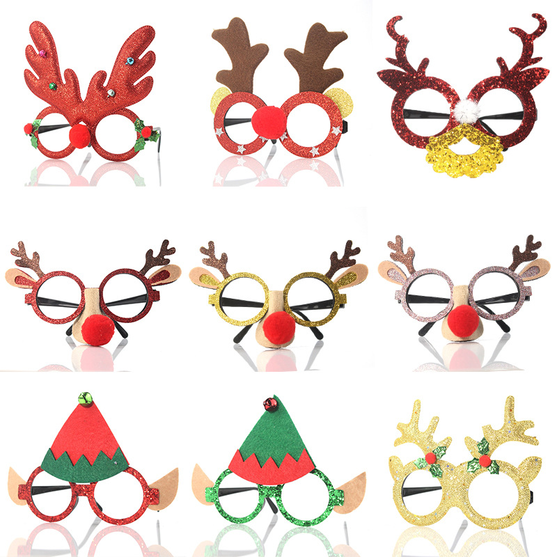 Christmas Glasses Christmas Party Decorative Articles Deer Horn Owl Red Nosed Christmas Ornament — image 1