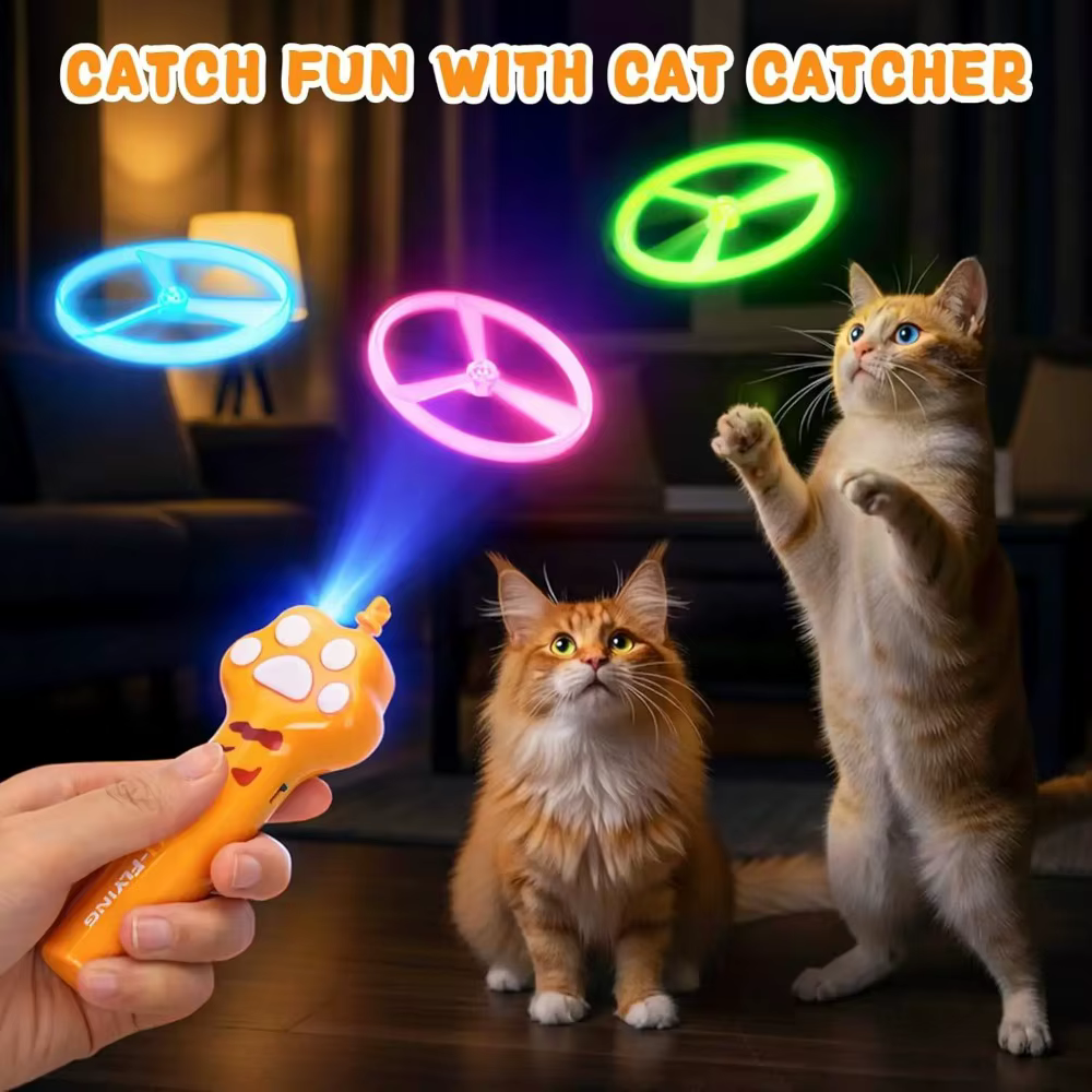 Juguete de Caza para Gatos: Lanzador de Disco Recargable con 6 Spinners Voladores – Juguetes Interactivos para Mascotas Indoor/Outdoor, Jardín, Gatos y Perros — imagen 3