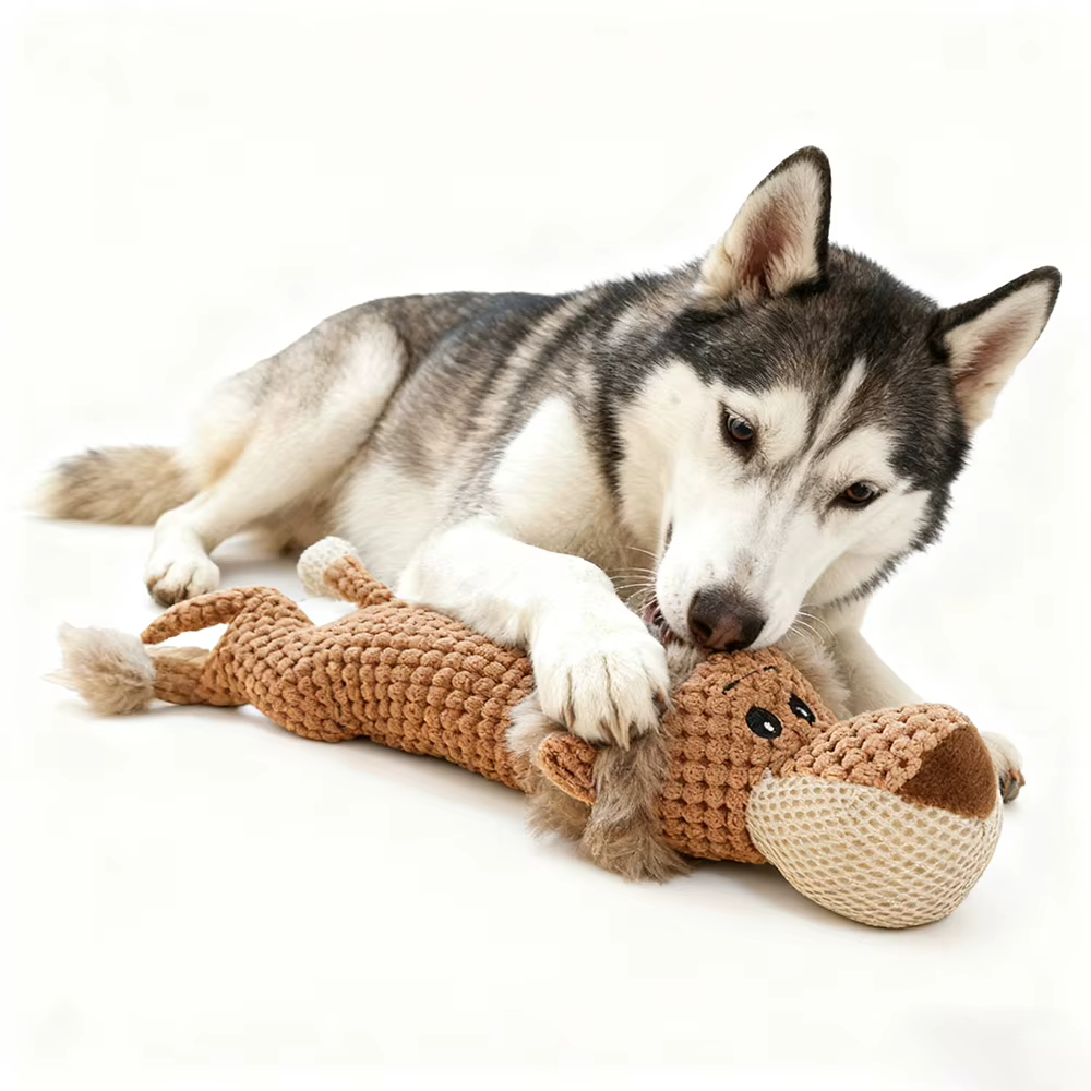 Large Dog Plush Toy Squeak Fleece Durable Chewable Cute Soft Molar Chew for Teething Small Dogs Pet Cartoon Puppy Chew Squeak — image 3
