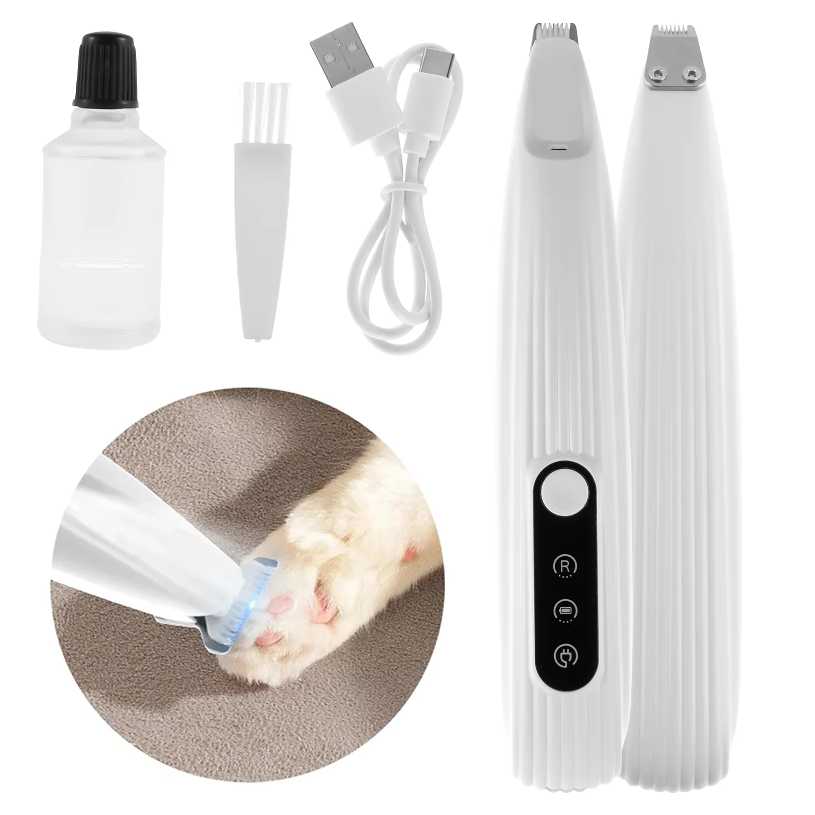 Pet Dog Paw Trimmer with LED Light Low Noise Shaver High-Speed Waterproof Dog Cat Hair Trimmer Clippers Cordless Grooming Tool — image 1