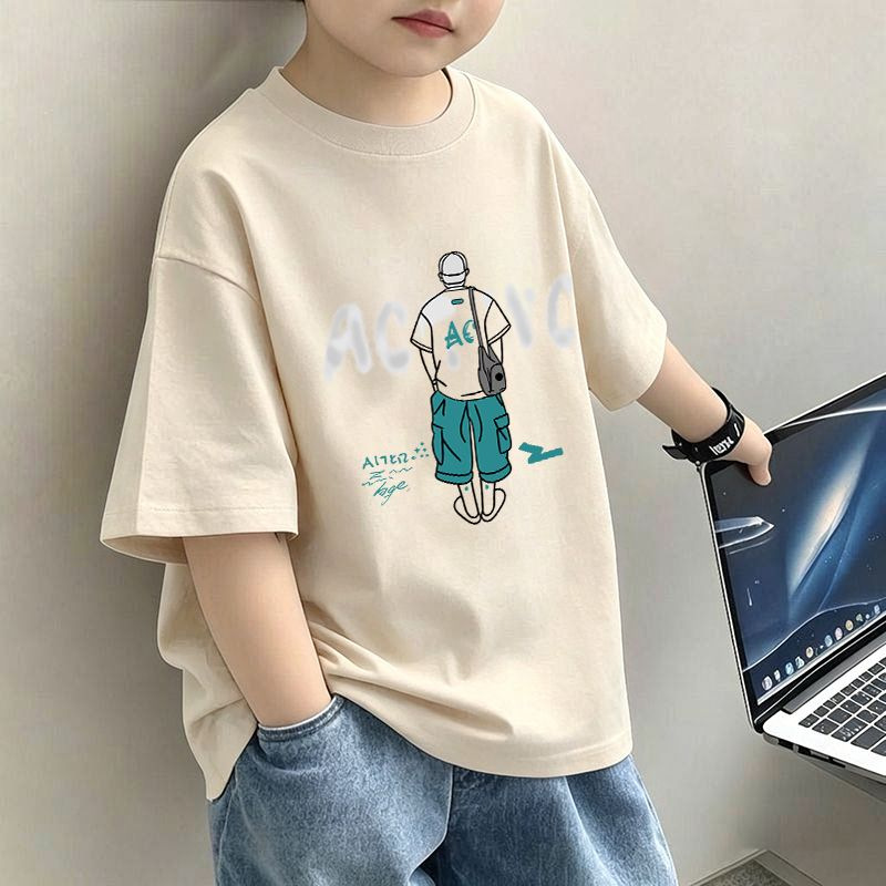 Genius Whale Boys' Short Sleeve T-Shirt, New Summer Cotton Breathable Top, Cool and Casual Pullover for Kids — image 3