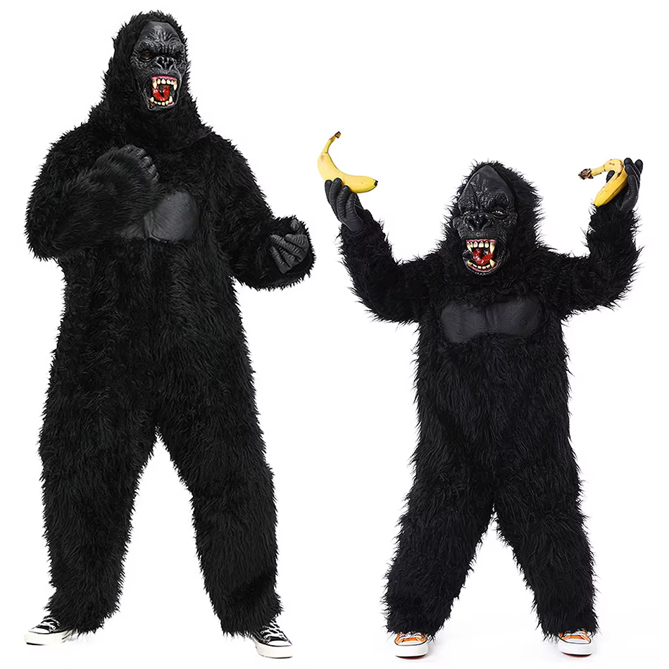 Children Monster Chimpanzee Cosplay Halloween Costumes Animal Plush Jumpsuit Mens Carnival Party Black Gorilla Dress Up Clothes — image 1