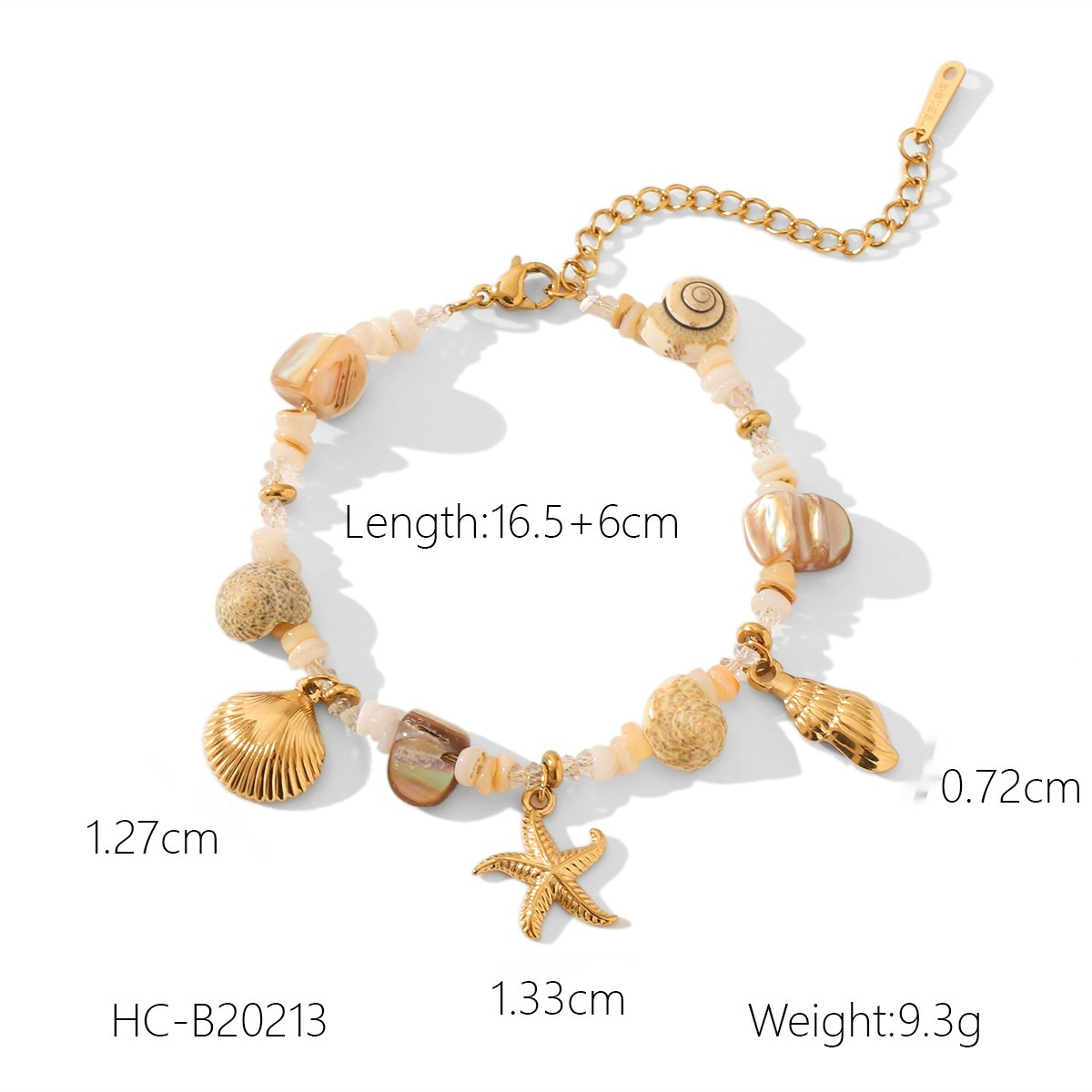 Cinturón de Brazalete en Concha de Estrella de Caracol para Mujer de Acero Inoxidable — imagen 2