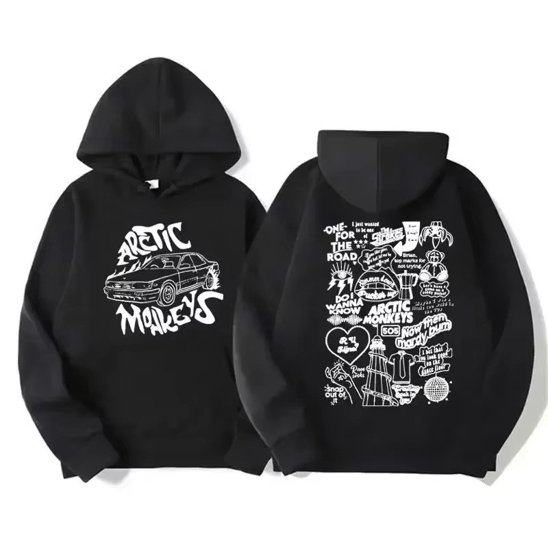 Vintage Rock Arctic Monkeys Album Print Black Hoodie Men's Y2K Sweatshirt — image 14