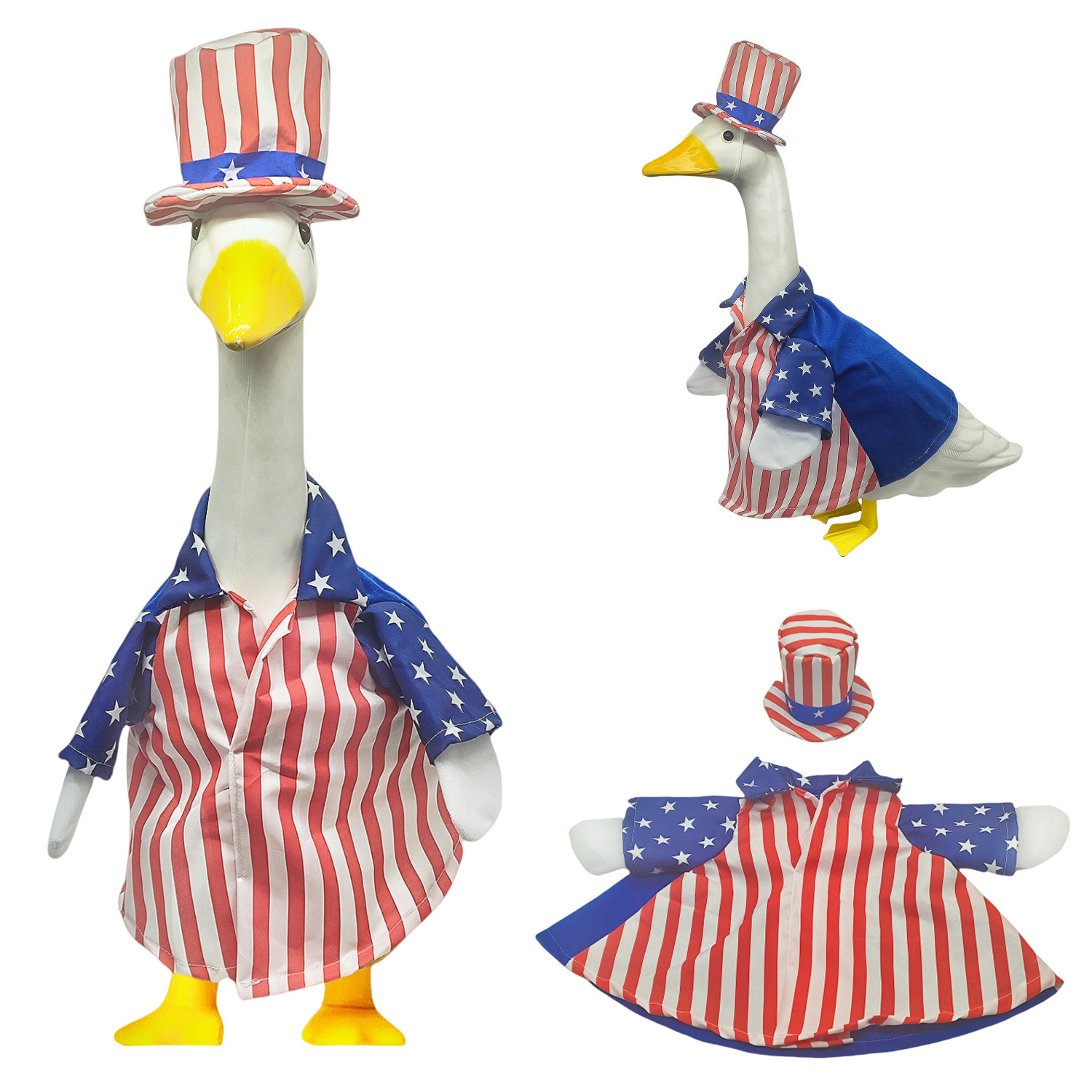PorchGooseCostume Independence Day Flag Porch Goose Yard Decoration Goose Figurine Costume — image 4