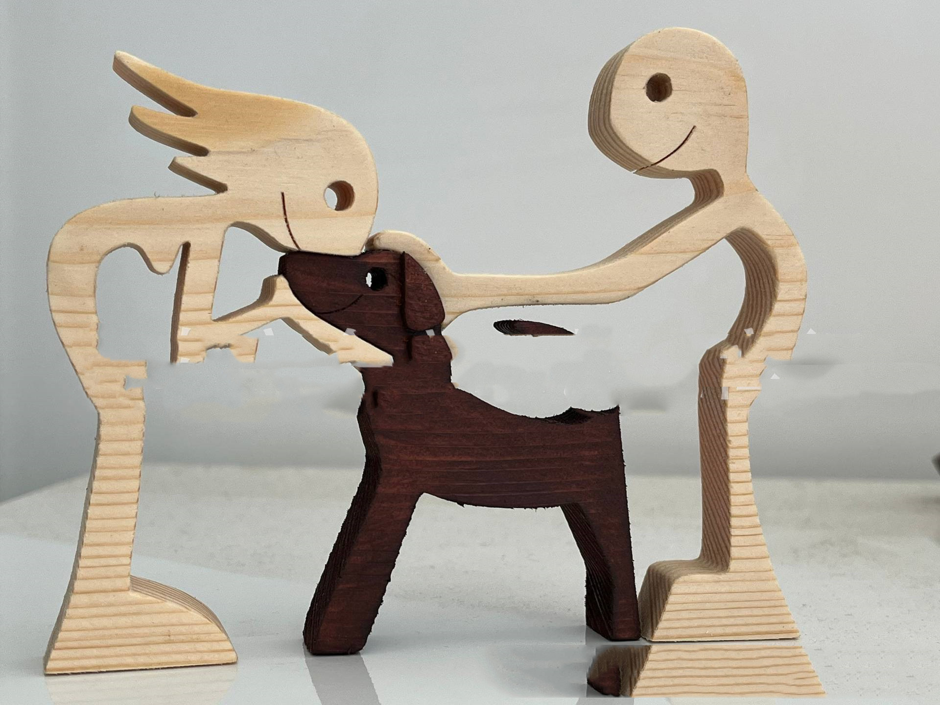 Escultura de Madera para Decoración de Hogar con Perro y Dueño - Regalo de Navidad para Amantes de los Animales — imagen 18