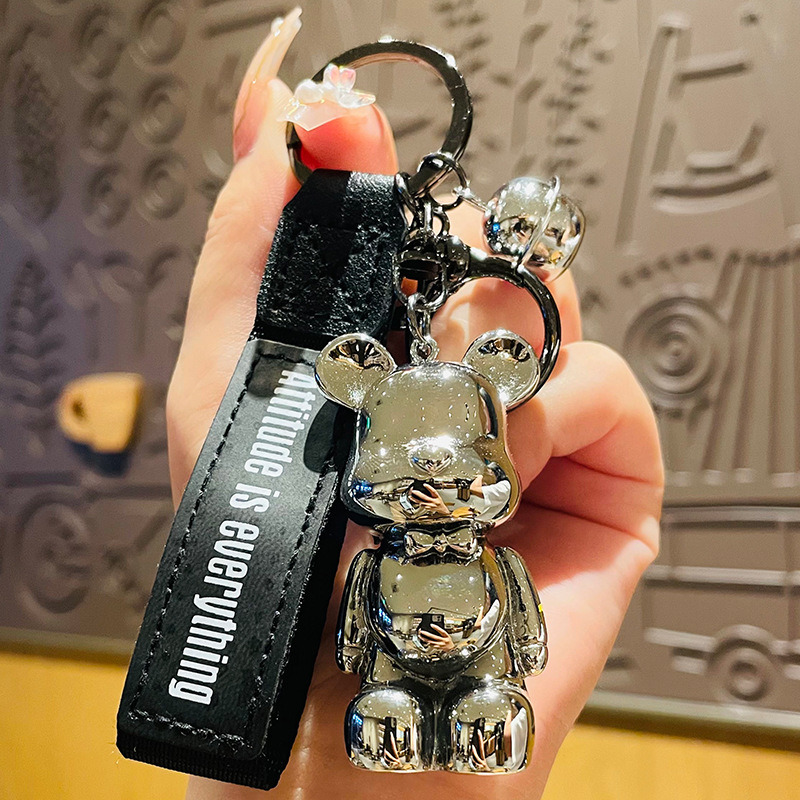 Llavero de Oso con Moño Colorido de Caricatura, Moda para Niñas, Adorable Estilo Viral, Ornamento para Llaves de Auto, Colgante para Mochila Escolar — imagen 7