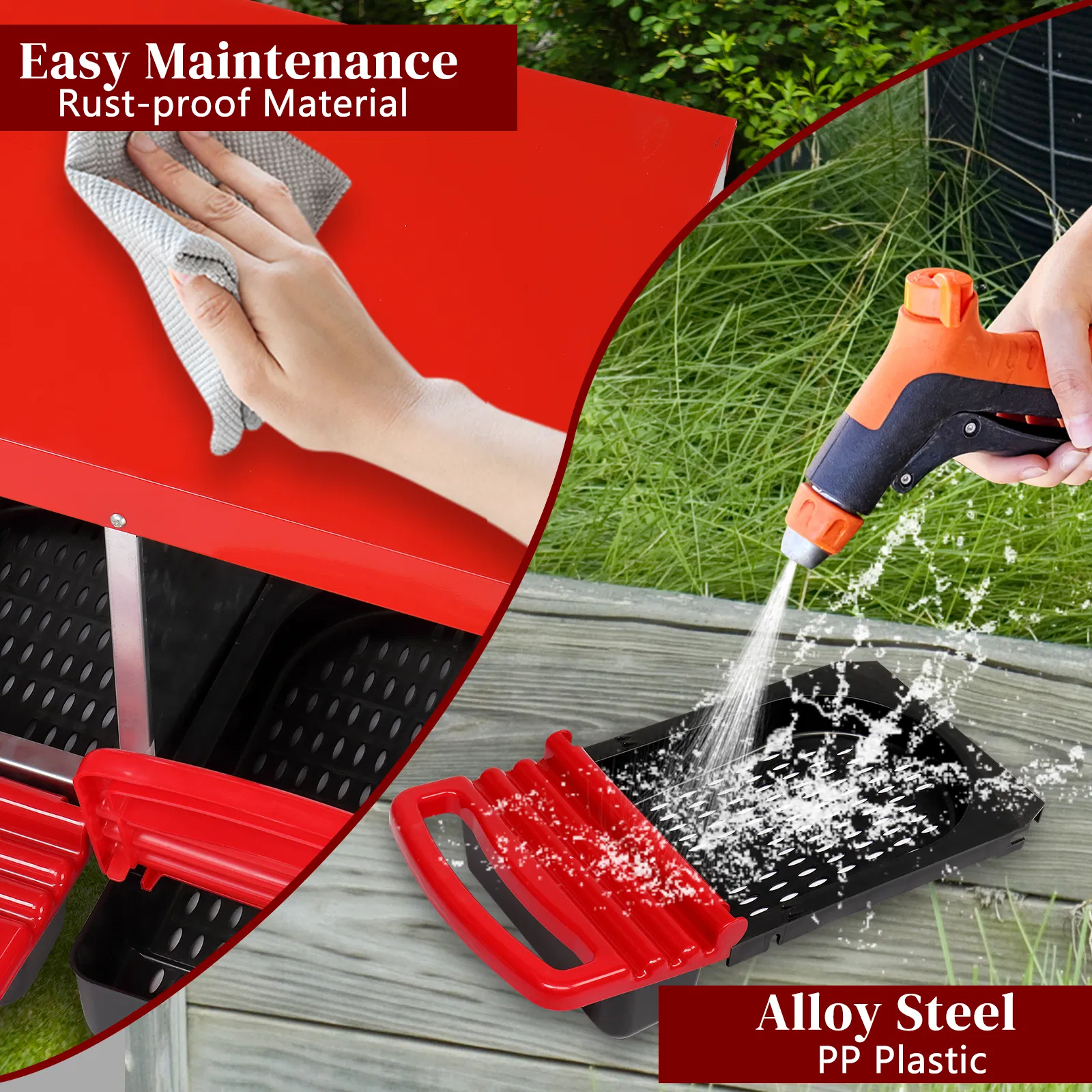 3 Compartment Roll Out Chicken Nesting Box with Plastic Basket, Egg Nest Box Chicken Laying Box Hens Chicken Coop Box, Red — imagen 10