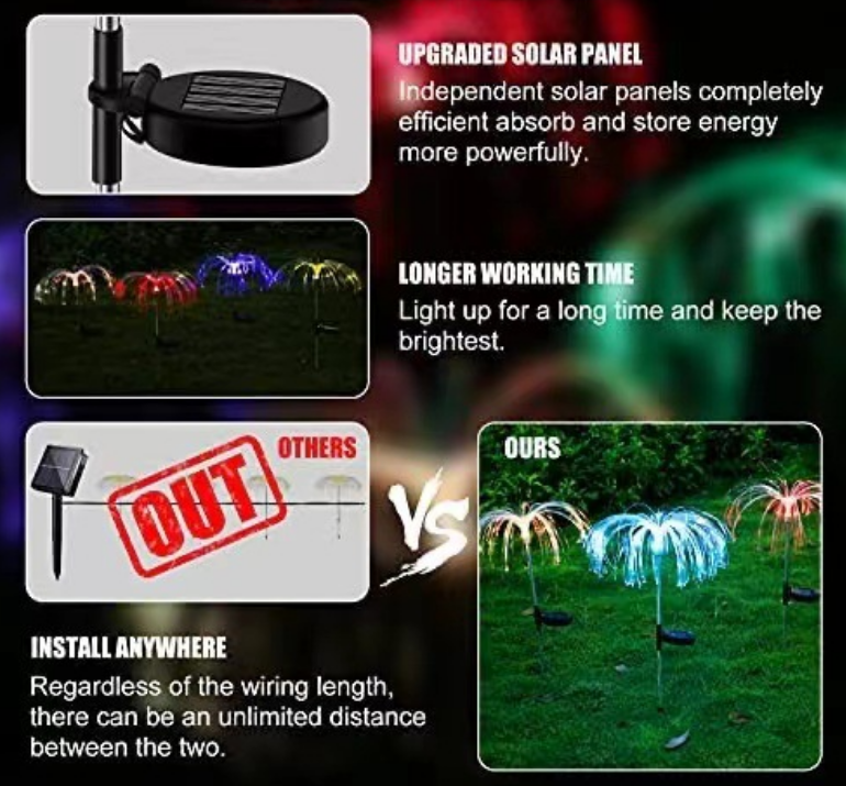 Solar Jellyfish Light Christmas Garden Decoration Light Solar Colorful Firework Automatic Light — image 3
