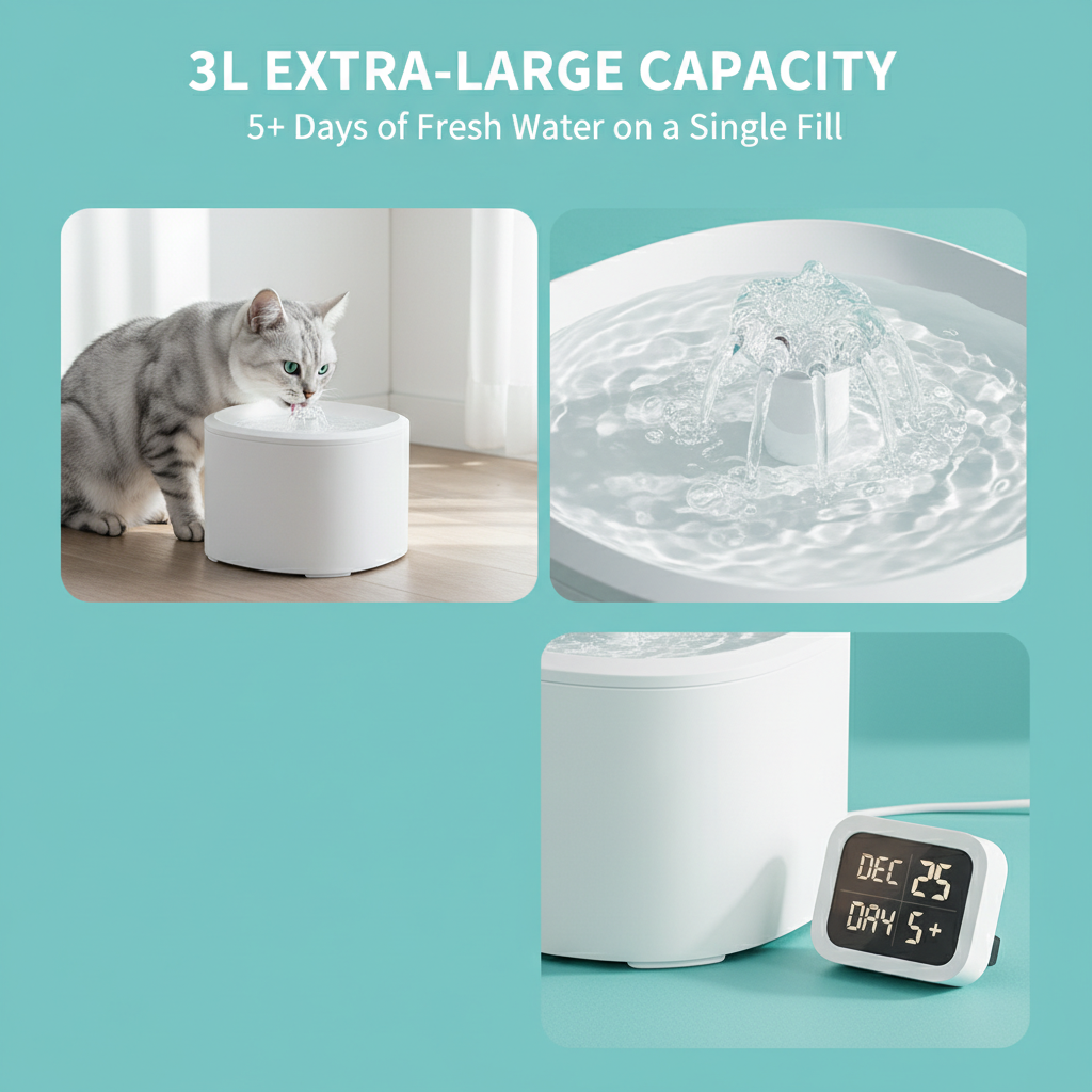 Filtro de Agua Silencioso para Mascotas con Sensores de Movimiento y Recarga USB, 3L - Dispositivo de Riego Circulante para Gatos y Perros — imagen 5