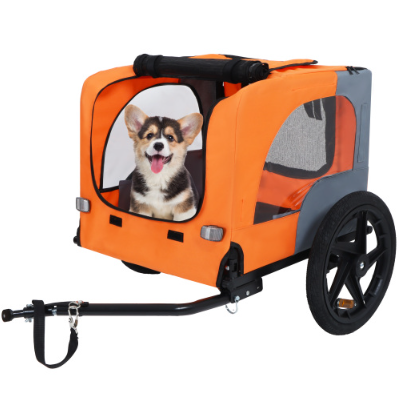 Utdoor Heavy Duty Collapsible Pet Bike Trailer With 16-Inch All Terrain Wheels & Universal Hitch Foldable Dog Cargo Carrier Cart For Bicycles — image 12
