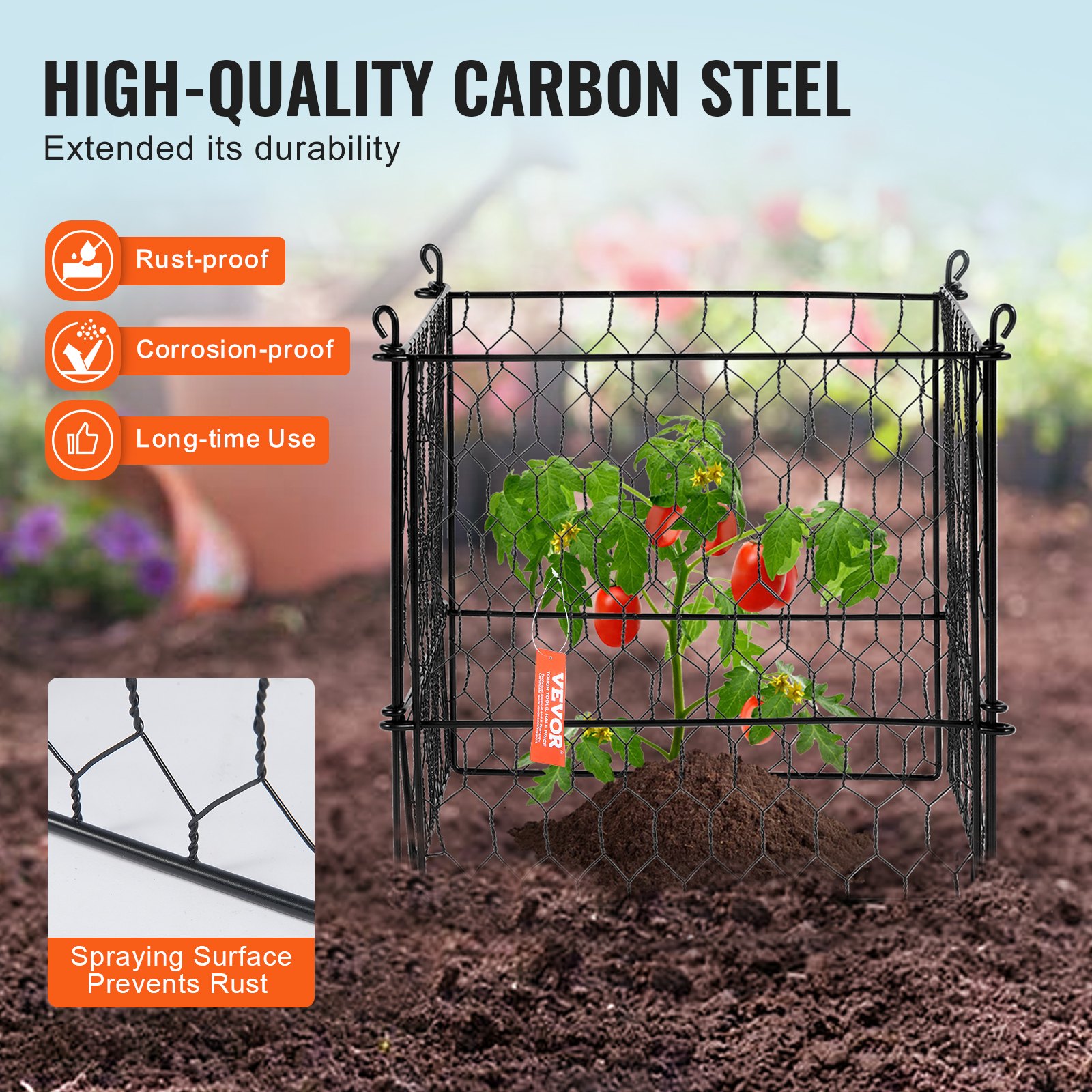 Paquete de 4 Protectores de Plantas Contra Animales, Protector de Malla de Alambre 13.4'' x 13.4'', Jaulas para Plantas de Exterior, Flores y Vegetales, Mantiene Fuera a Conejos, Gallinas y Ardillas, 16 Piezas de Malla Metálica — imagen 4