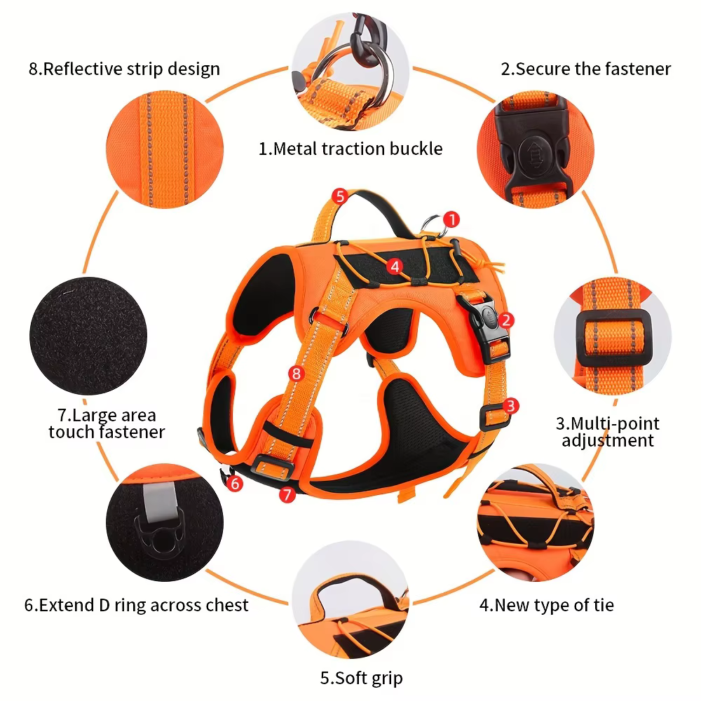 Dog Harness, Adjustable No-Pull Comfort-Fit No-Pull - Adjustable, Reflective Vest For Large Breeds - Ideal For Outdoor Adventur — image 4