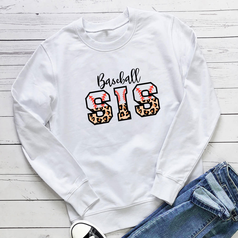Baseball sis letter leopard print hoodie — image 1