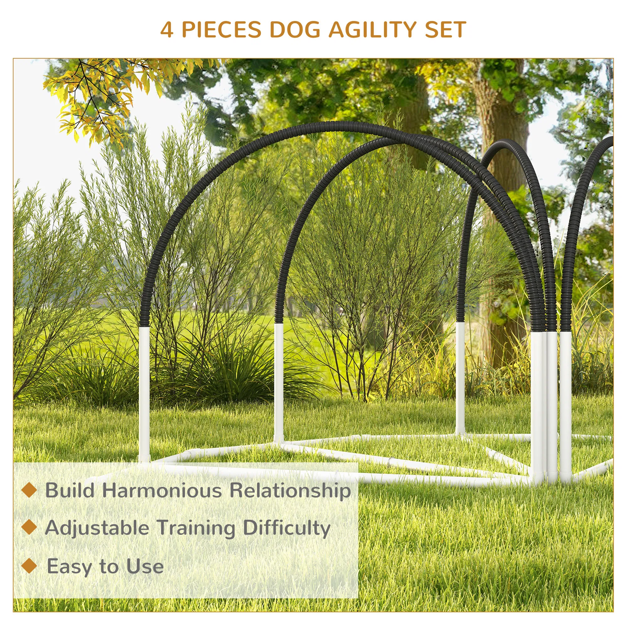 Dog Agility Kit Pet Obstacle Course Training Equipment Outdoor with Weave Poles, Carry Bag, Black — image 4