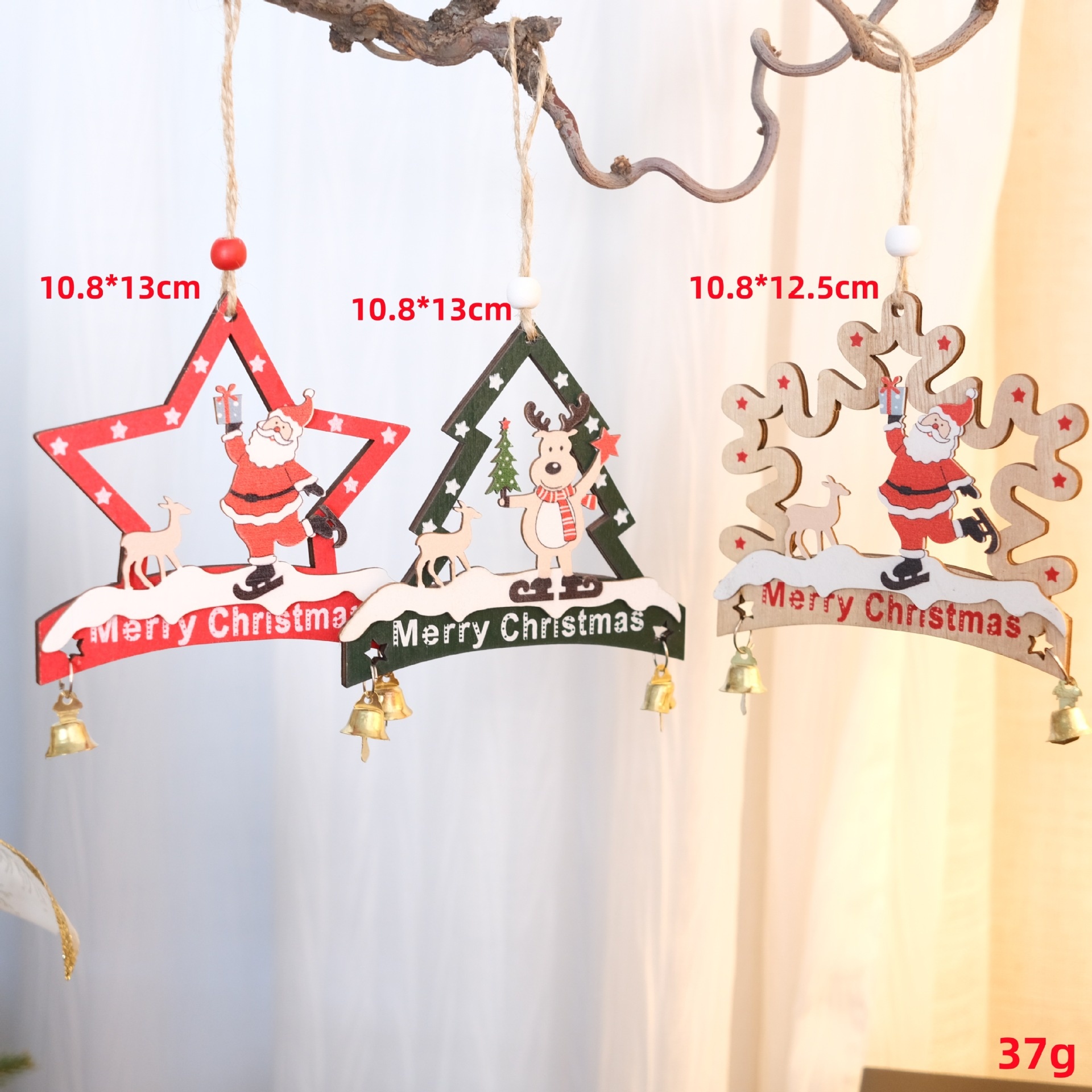 Christmas Multi-Layer Hollow Wooden Deer Snowman Ornament for Tree Decorations — image 6
