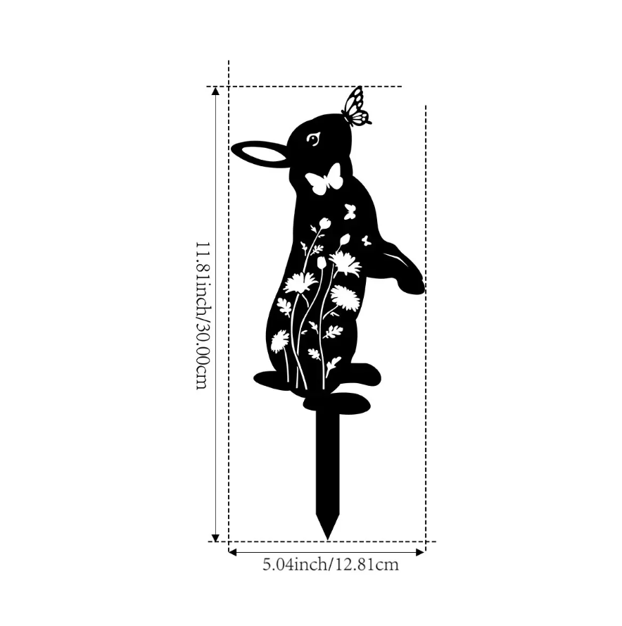 Estaca de Jardín de Metal con Conejo - Escultura para Muro y Patio Exterior — imagen 4
