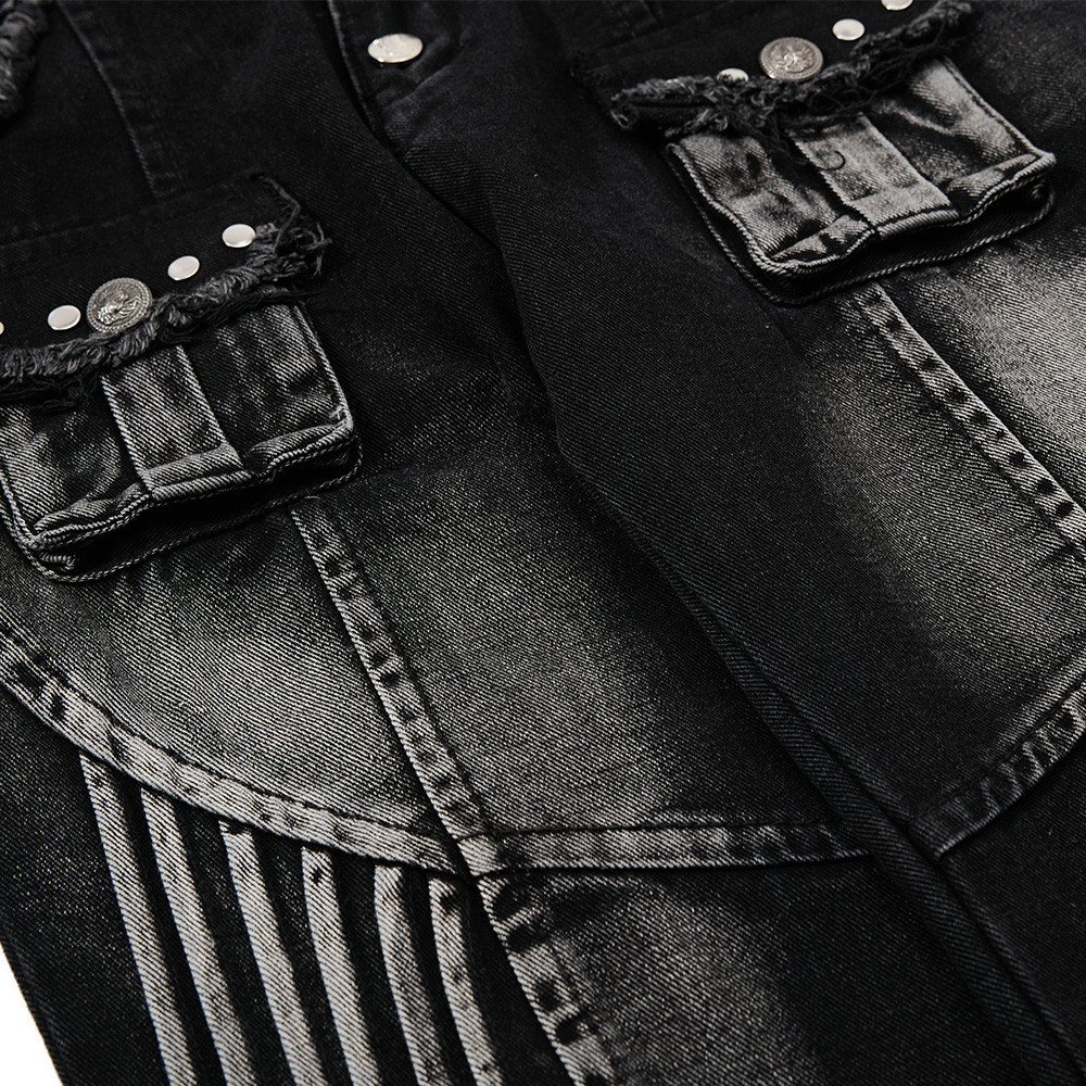 Cat whisker frayed distressed washed denim bell bottoms — image 5