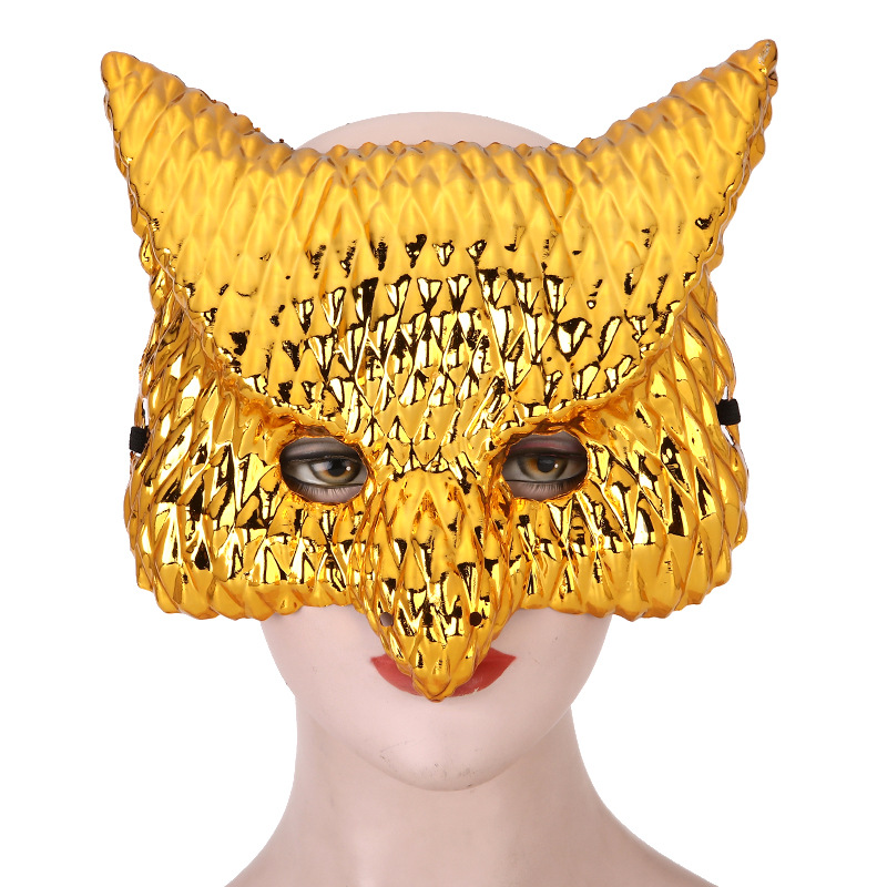 Halloween Lion Leopard Owl Pig Head Electroplated Mask Popular Movie Theme Costume Party Prop — image 4