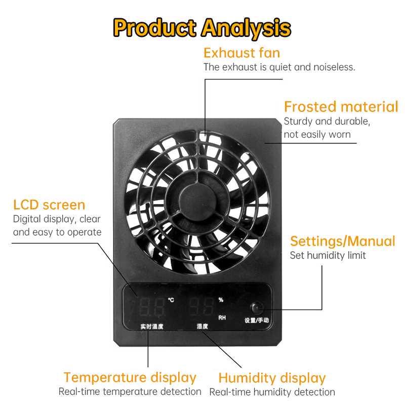 Smart Reptile Cooling Fan with Thermo-Hygrostat & LED Display, Low Noise for Terrarium/Aquarium — image 6