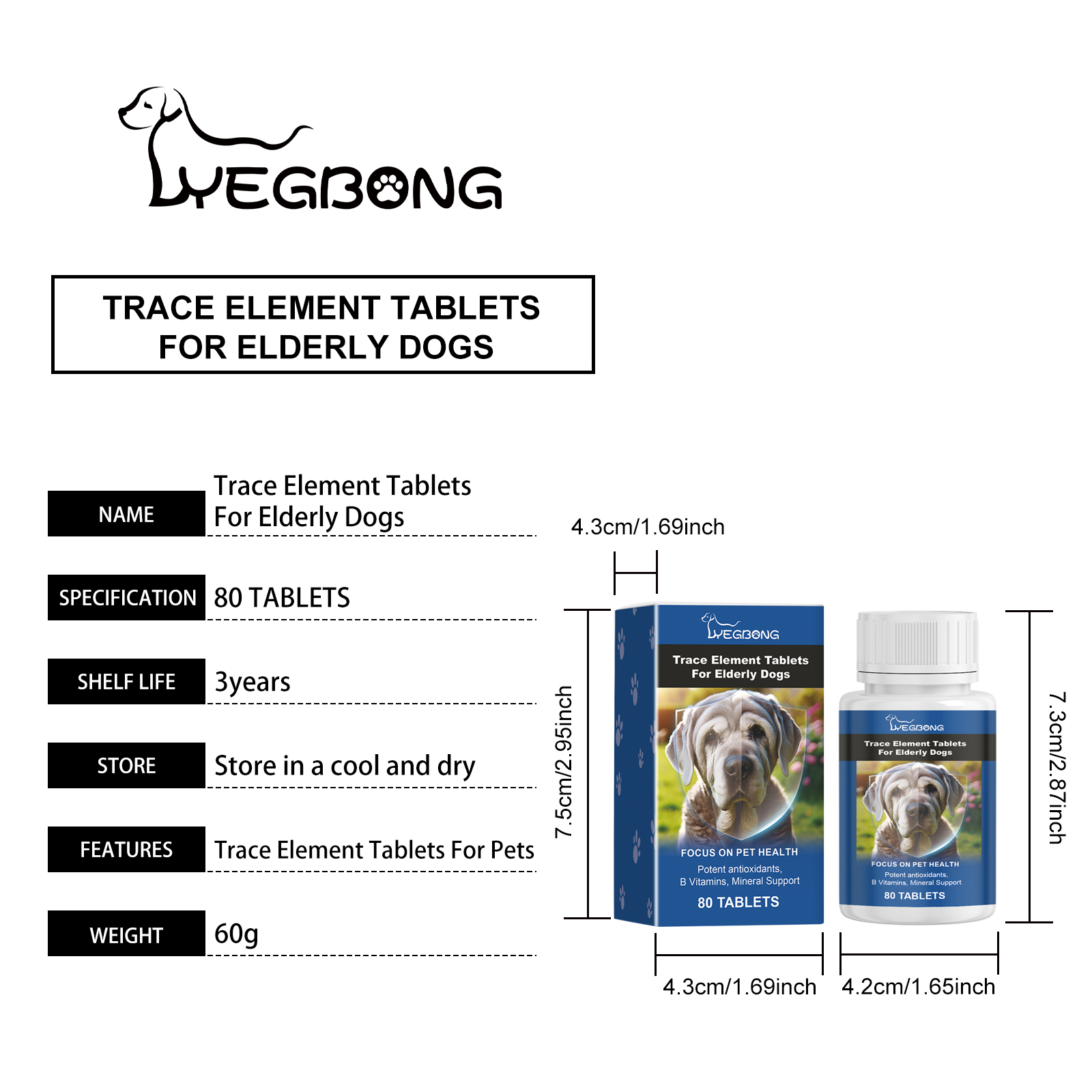 Tabletas de Elementos Traza para Perros Mayores - Suplemento Multimineral para Caninos Ancianos que Apoya Salud Ósea, Pelo y Digestión — imagen 6