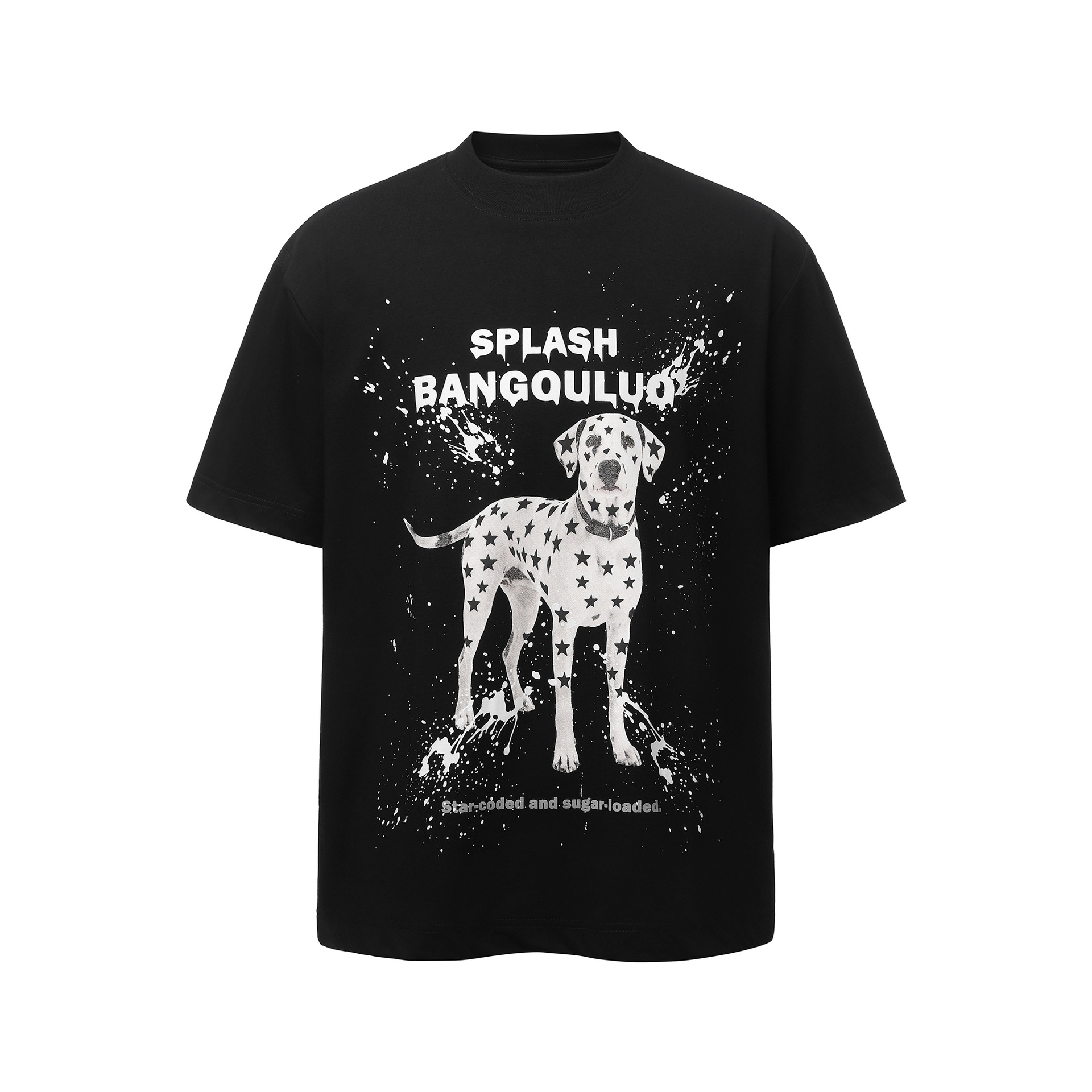 Spotted dog ink splatter printed short sleeved shirt — image 2