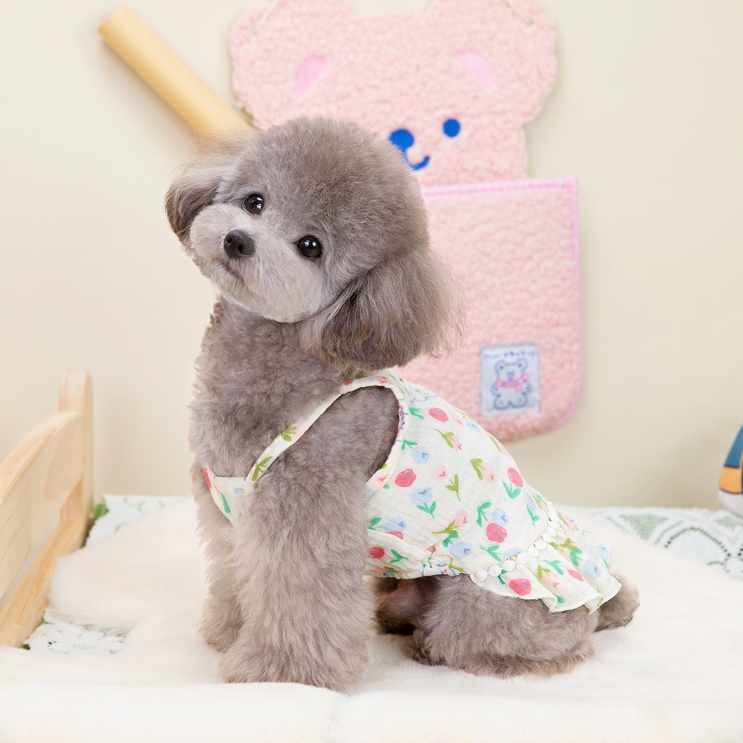 Puppy costume Teddy Schnauzer peach heart gauze skirt — image 5