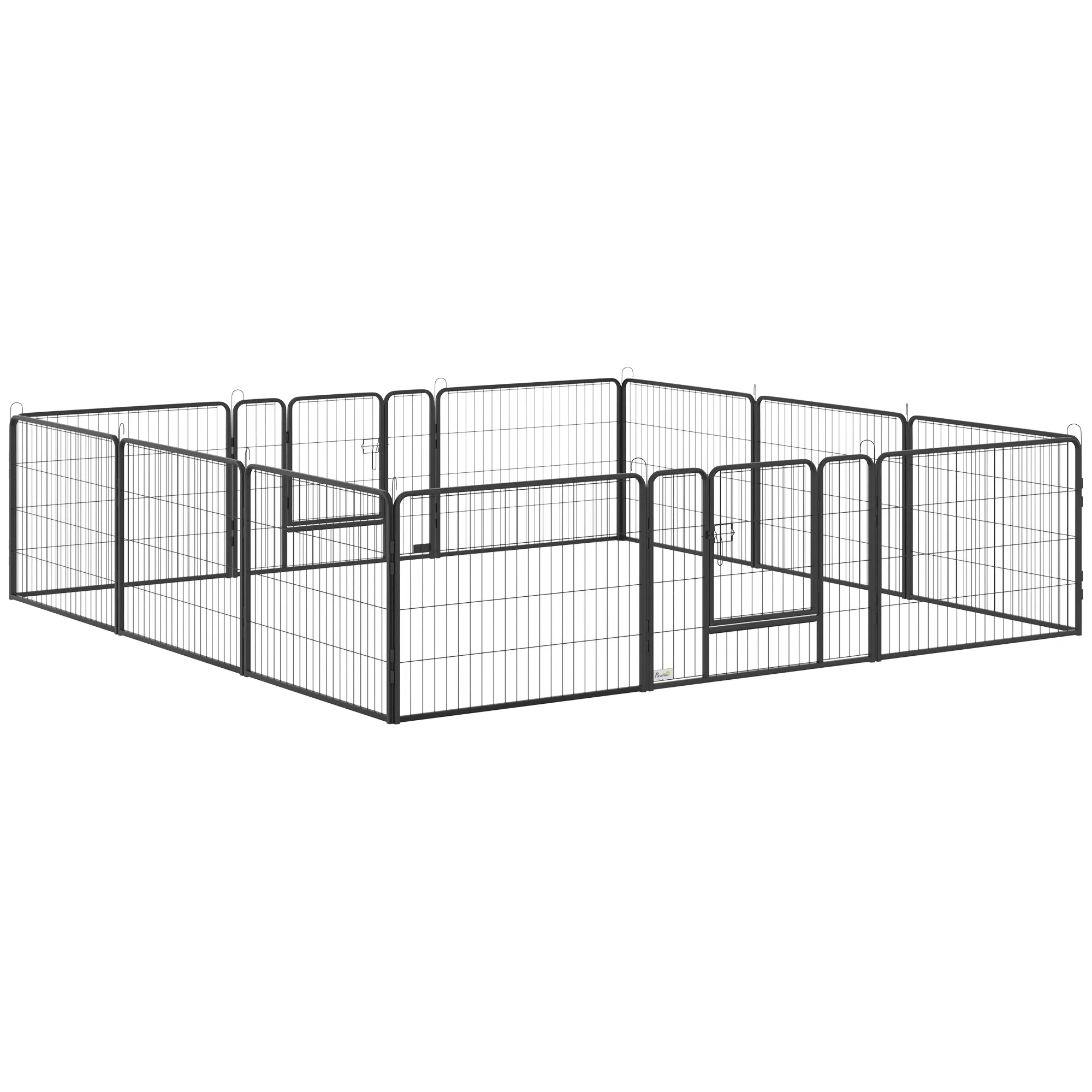 Dog Playpen, 31.5"W Heavy-Duty Metal Puppy Play Pen, Pet Exercise Fences for Outside and Indoor, DIY Design with Door for Small Dogs, 12 Panels, 23.5"H — image 1