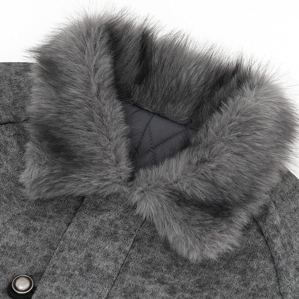 Imitation rabbit fur lapel canvas cotton jacket — image 4