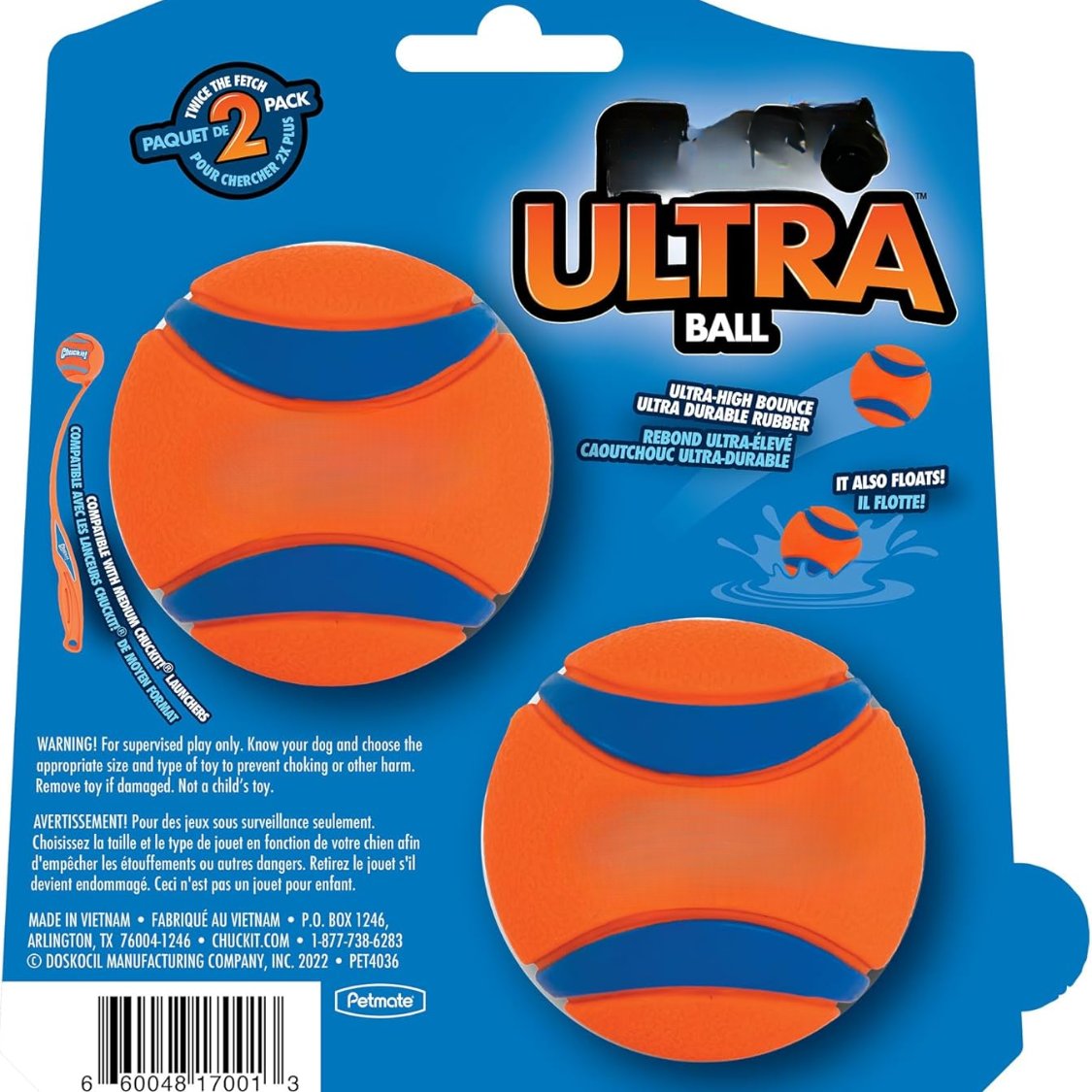 Pelota Ultra para Perros - Medio - Bolas de Fútbol para Perros de 20-60 Lbs - Hechas de Goma Duradera - Juguetes Acuáticos para Mascotas - Tamaño Medio - Diámetro de 2.5 pulgadas - Paquete de 4 — imagen 3