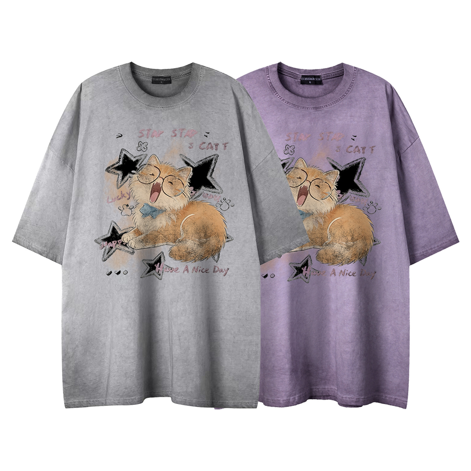 Soft and cute orange cat printed short sleeved shirt — image 6