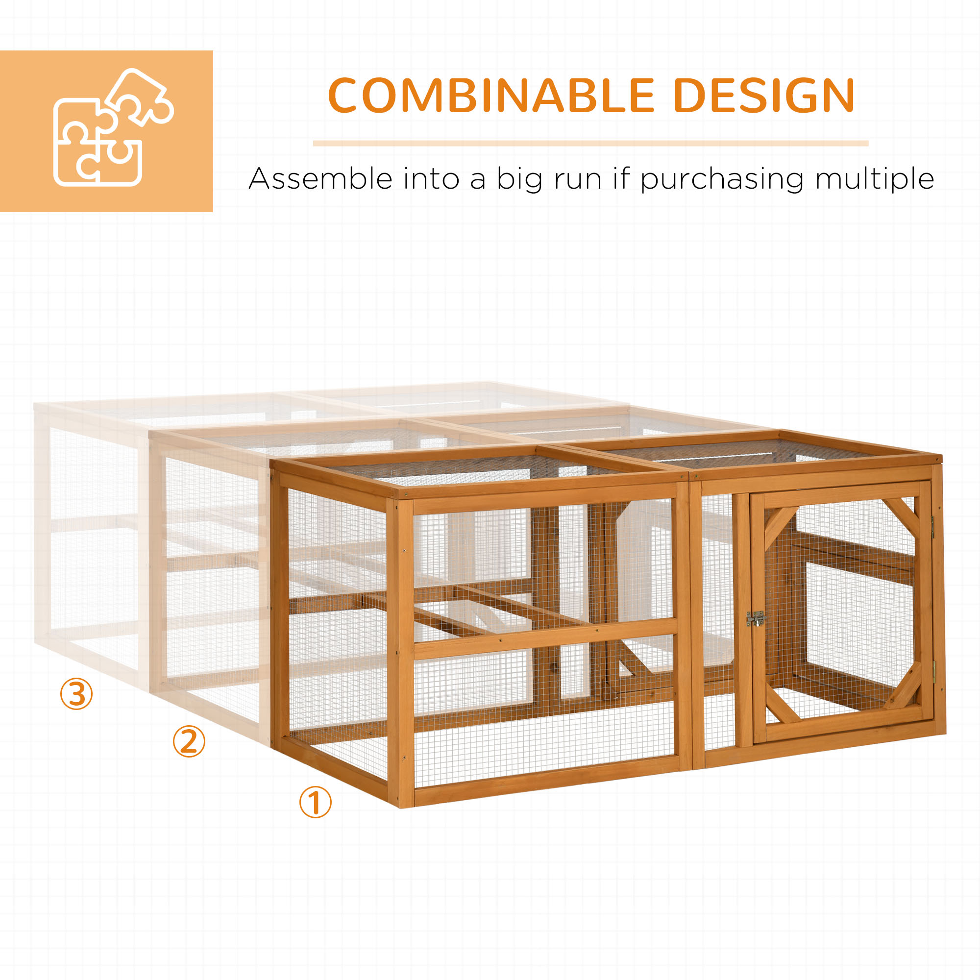 Expansión de Madera para Gallinero de 55", Mini Gallinero Exterior con Corral, Diseño Combinable — imagen 3